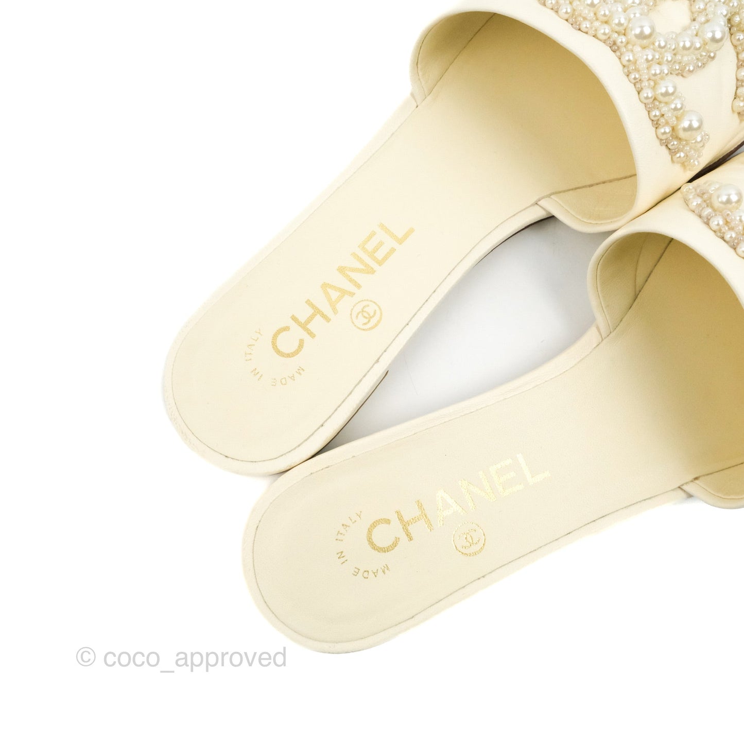 Chanel Ivory Slippers Pearl 37.5C