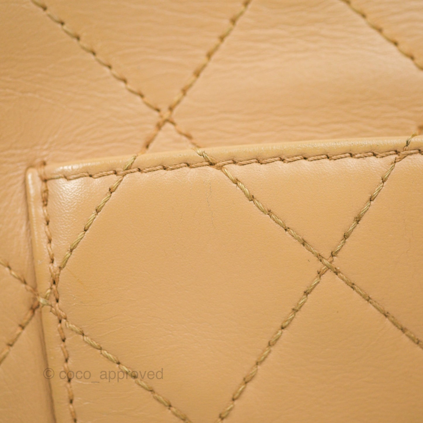 Chanel Vintage Jumbo Beige Flap Bag Lambskin Enamel Hardware