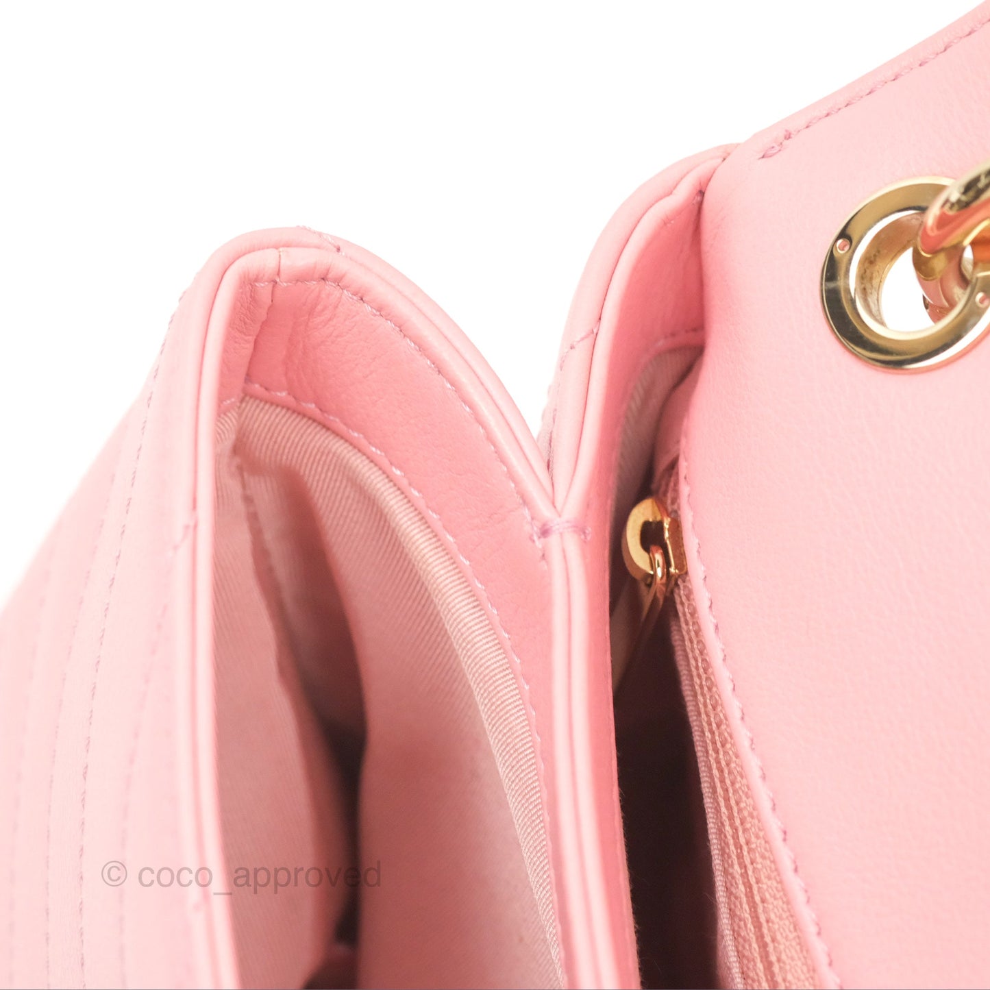 Chanel Small Chevron Chic Top Handle Flap Pink Grained Calfskin Gold Hardware