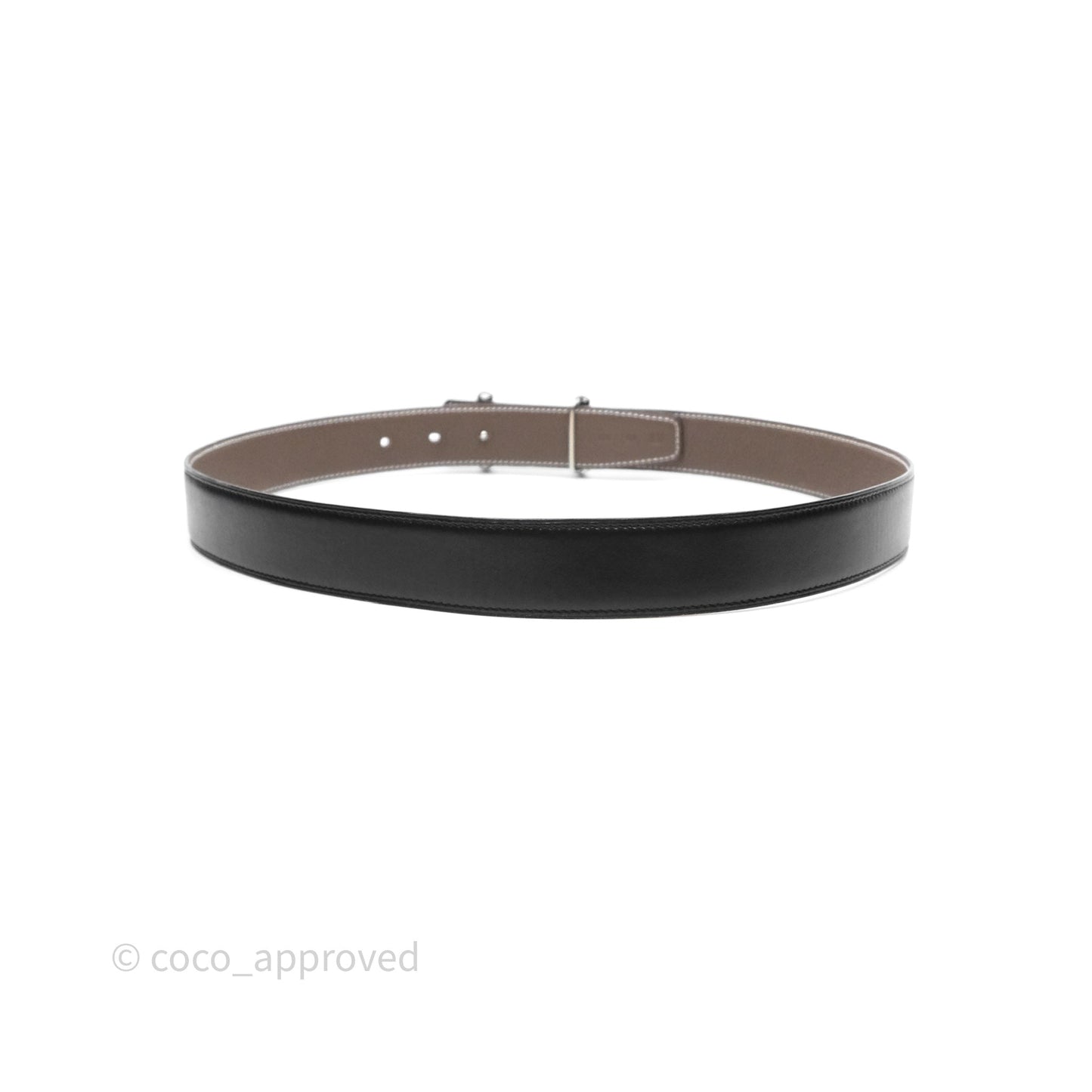 Hermès H Belt Buckle & Reversible Strap 32mm Etoupe/ Noir Palladium Hardware