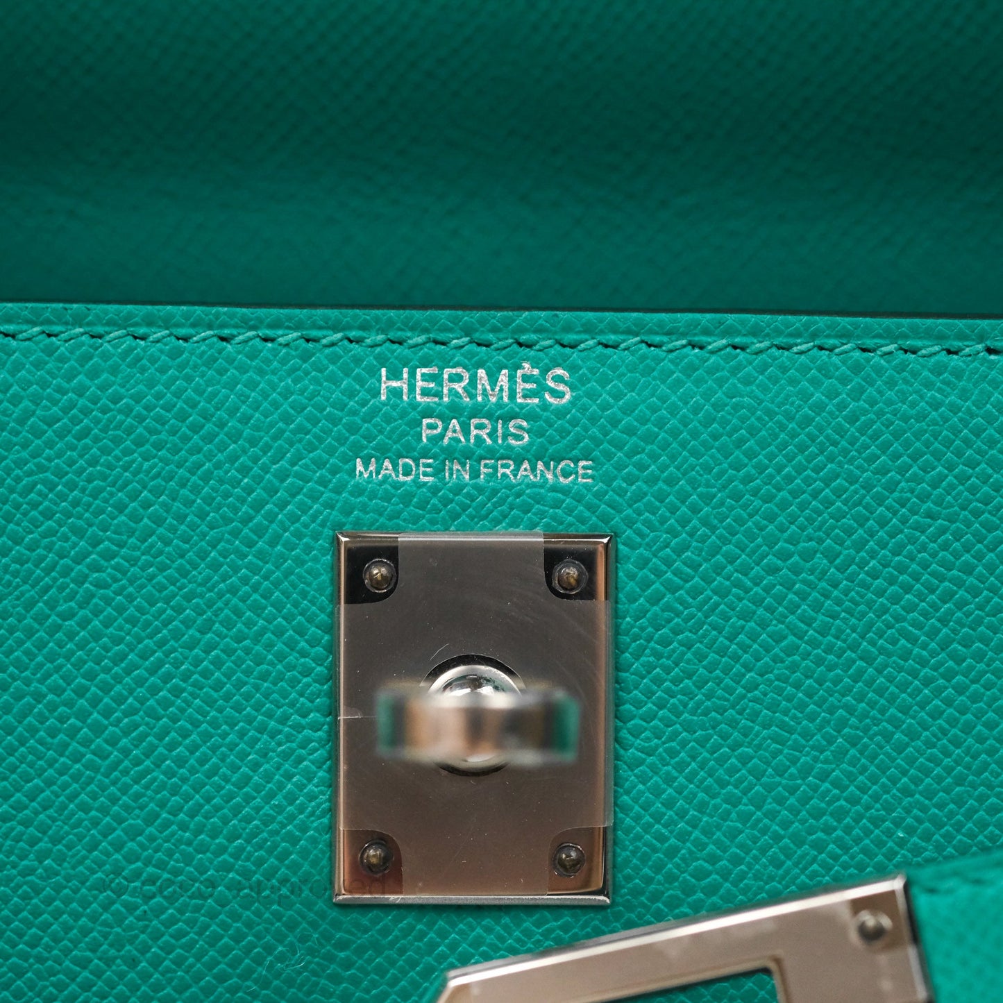 Hermès Sellier Kelly 25 Madame Leather Vert Verone U1/ Bleu De Prusse 7P Palladium Hardware