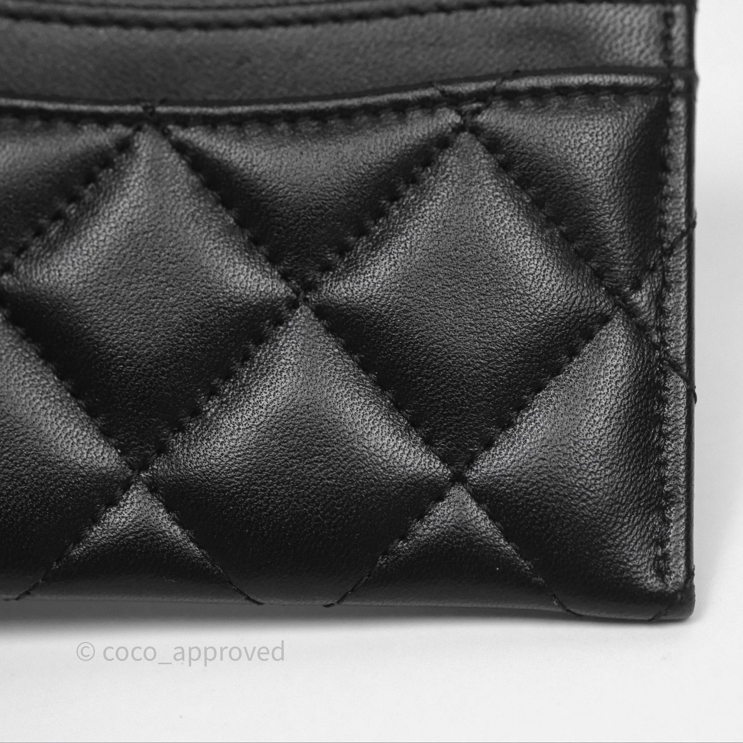 Chanel Classic Flat Card Holder Black Lambskin Silver Hardware