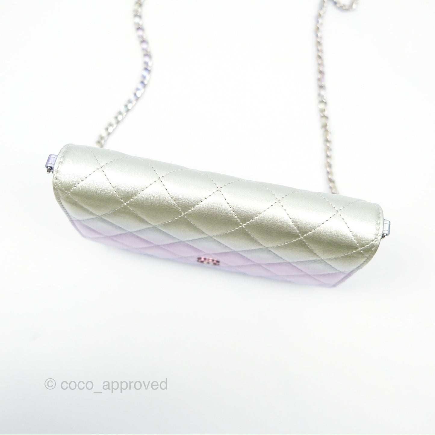 Chanel Classic Quilted Wallet on Chain WOC Iridescent Rainbow Calfskin 21K