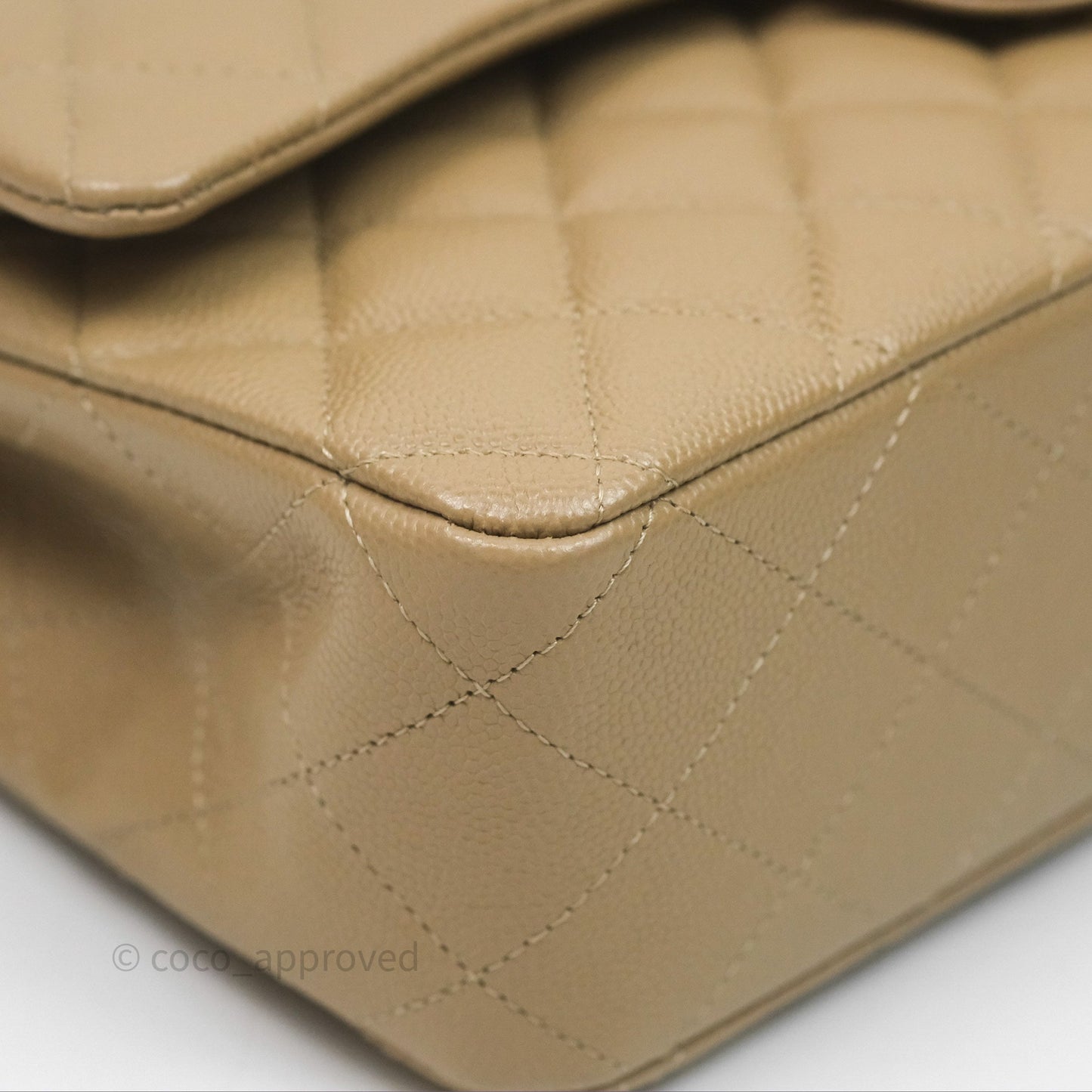 Chanel Classic M/L Medium Flap Quilted Dark Beige Caviar Gold Hardware