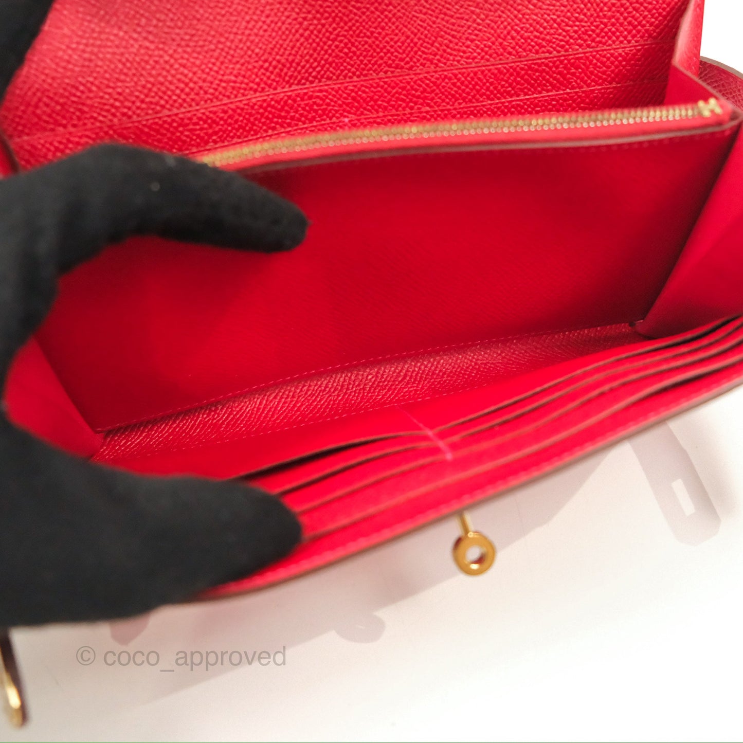 Hermès Kelly Wallet Rouge Casaque Epsom Gold Hardware