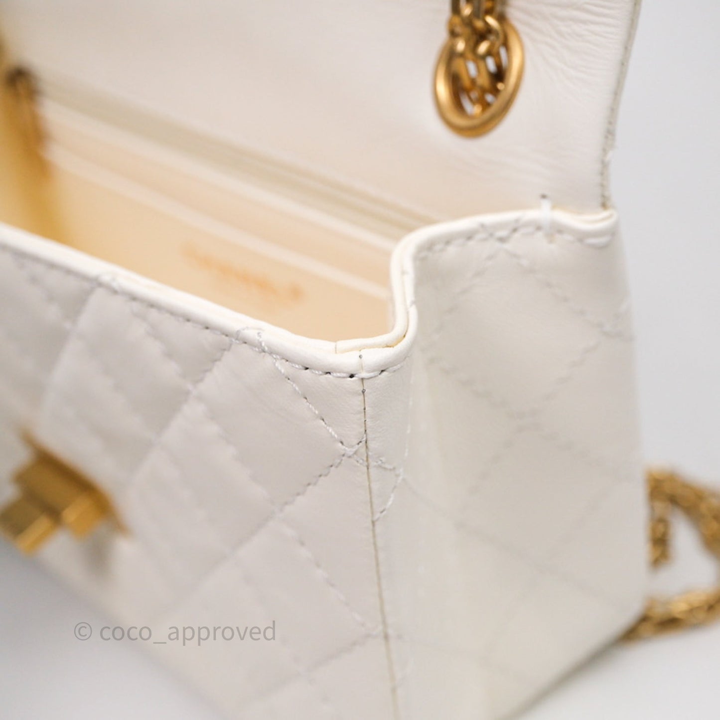 Chanel Mini Reissue 224 White Calfskin Aged Gold Hardware