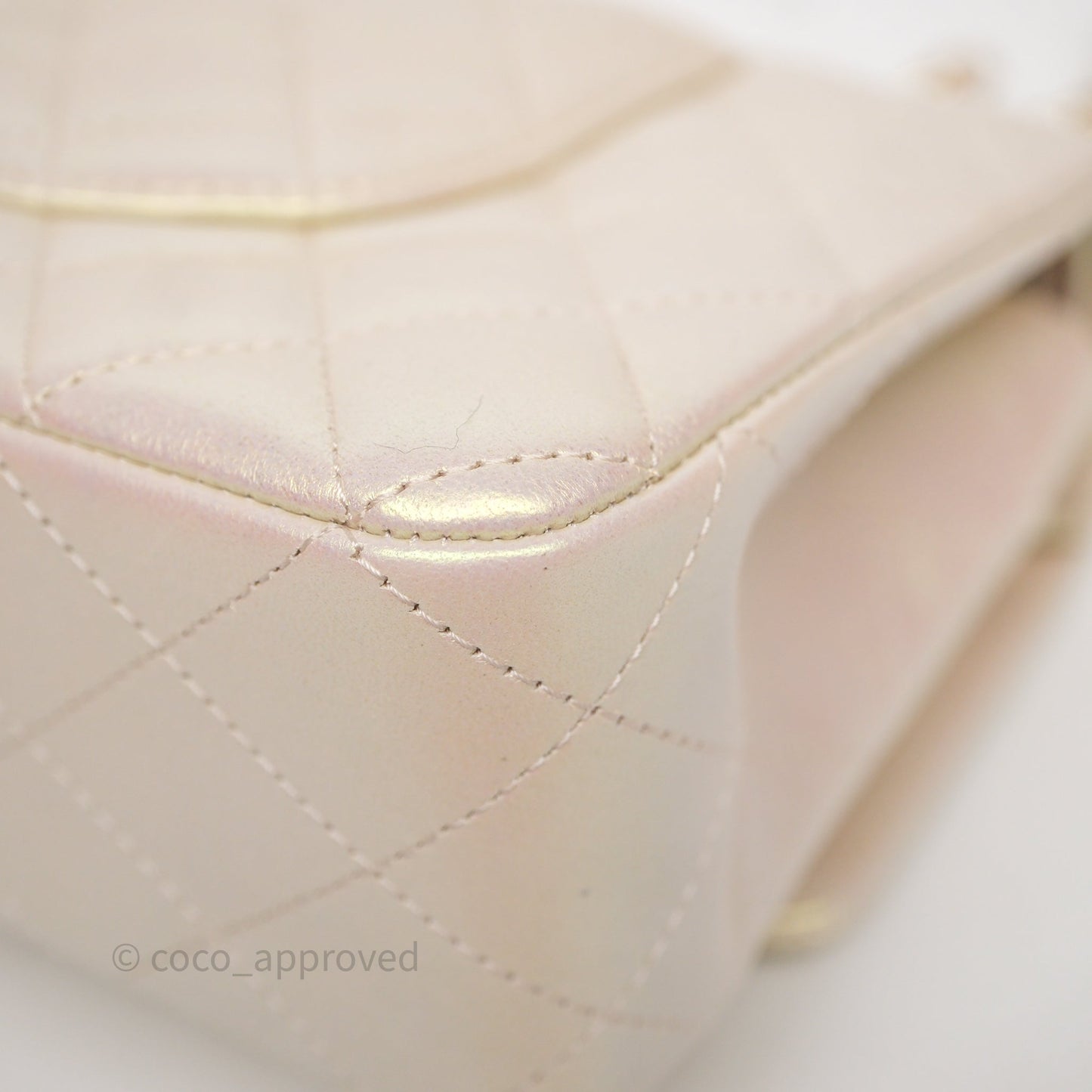 Chanel Classic Medium Double Flap Iridescent Beige Gold Hardware 21S
