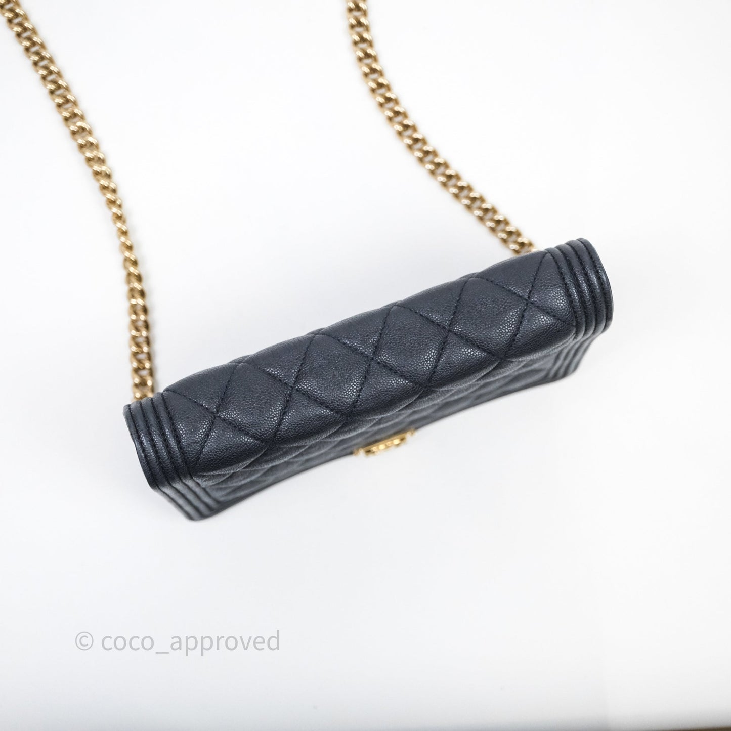 Chanel Boy Wallet on Chain Navy Caviar Light Gold Hardware