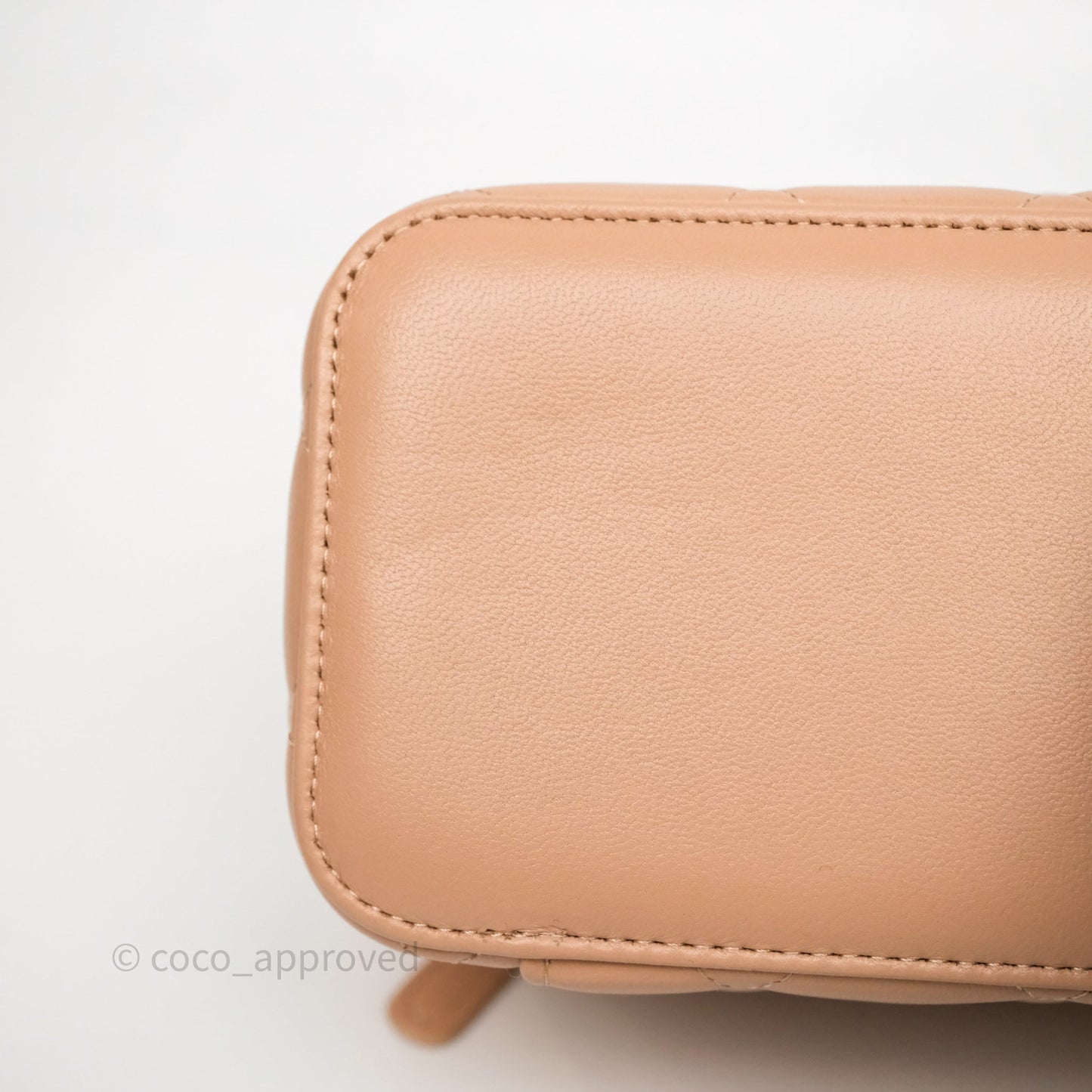 Chanel Top Handle Vanity Lambskin Beige Bag Gold Hardware