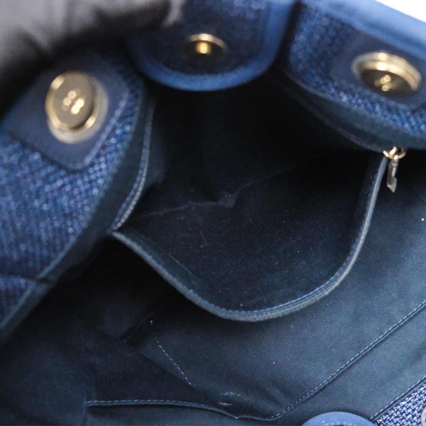 Chanel Medium Deauville Navy Canvas Gold Hardware