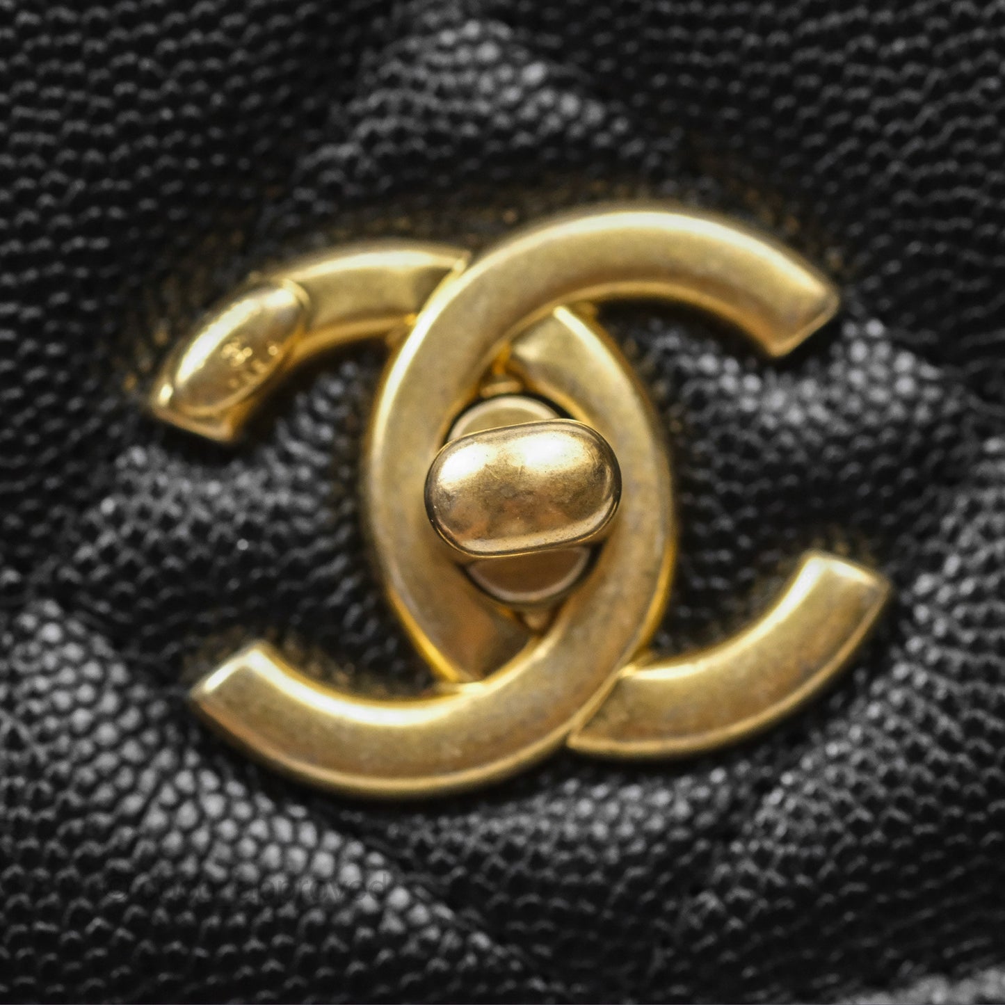 Chanel Chain Flap Bag Black Caviar Aged Gold Hardware 23A