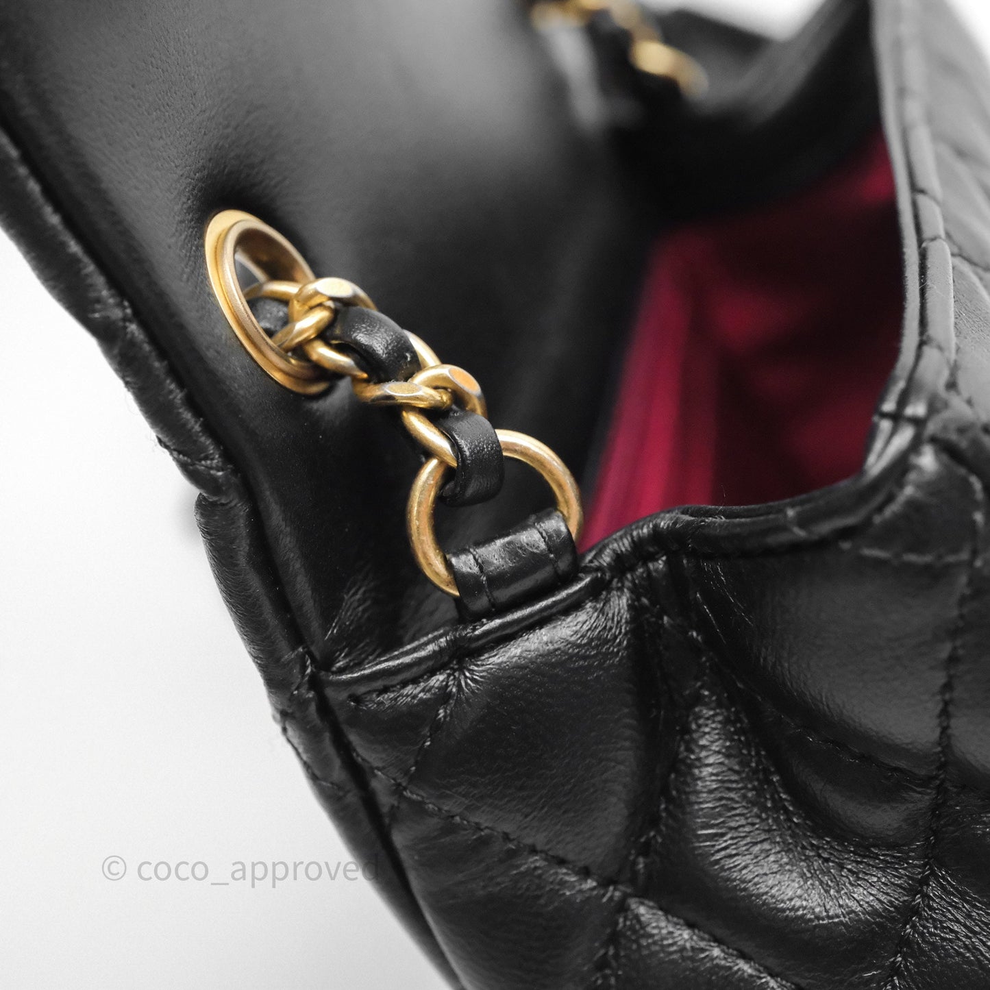 Chanel Romance Mini Square Flap Black Lambskin Aged Gold Hardware