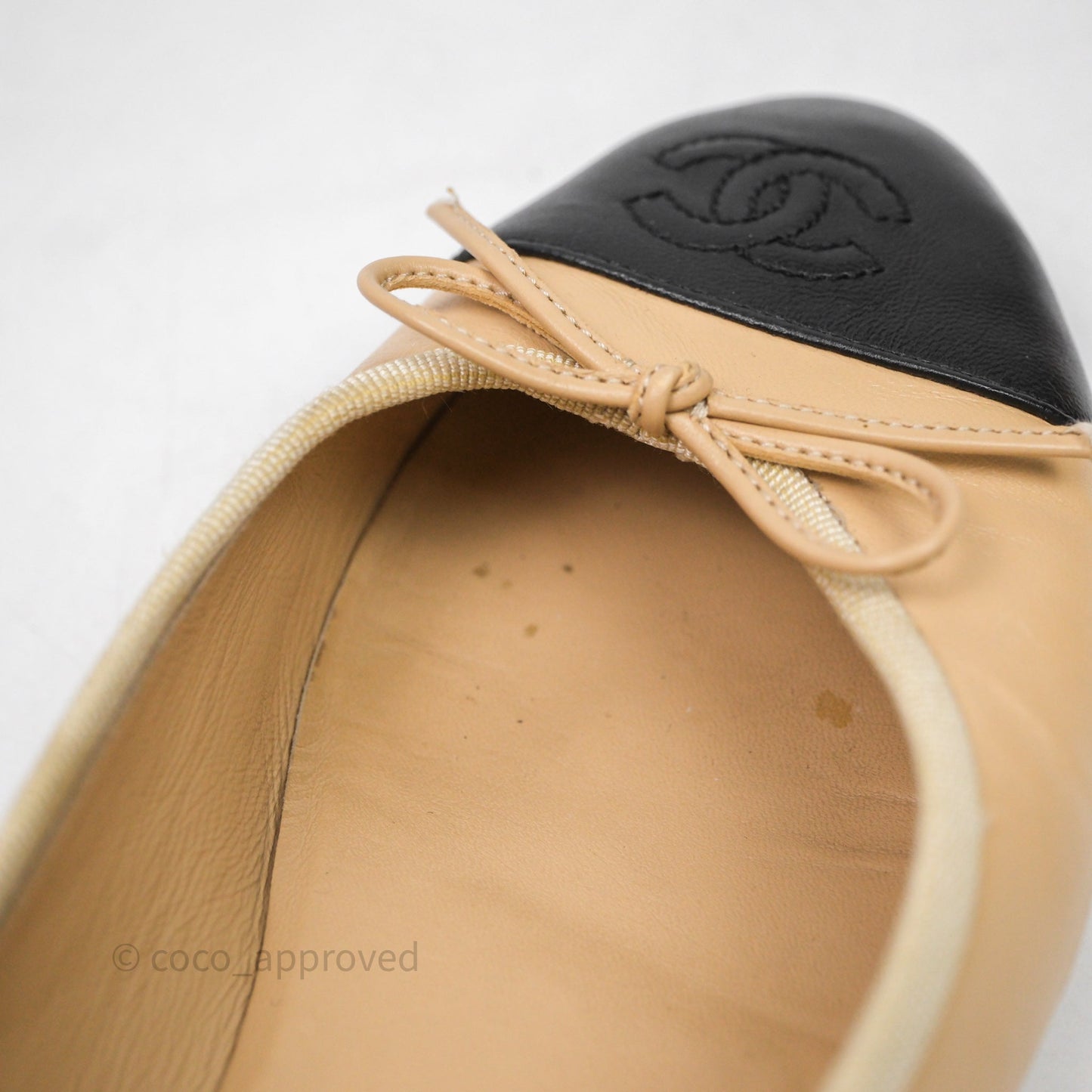Chanel Ballerina Flats Black Beige Size 36