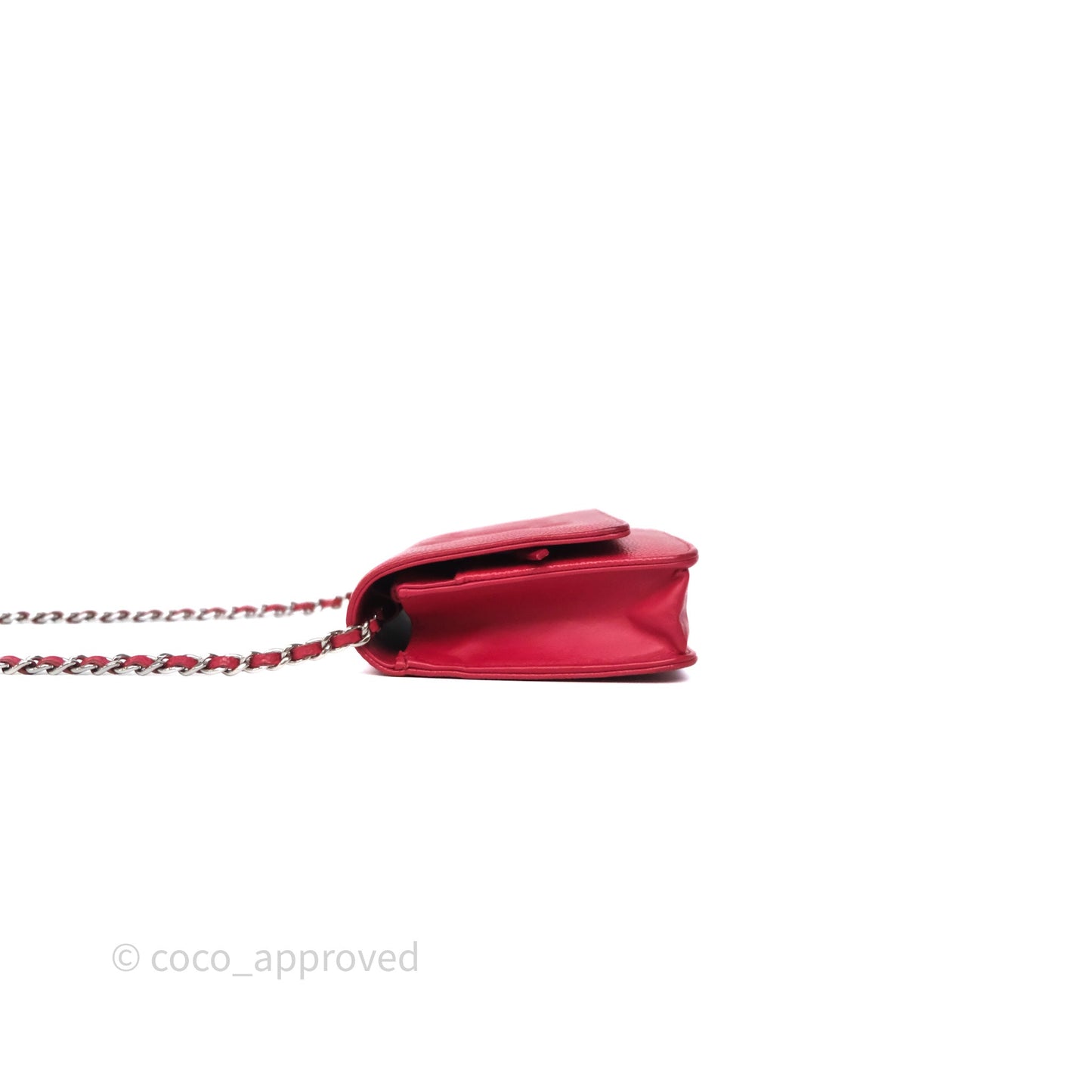 Chanel CC Wallet On Chain WOC Dark Pink Caviar Silver Hardware