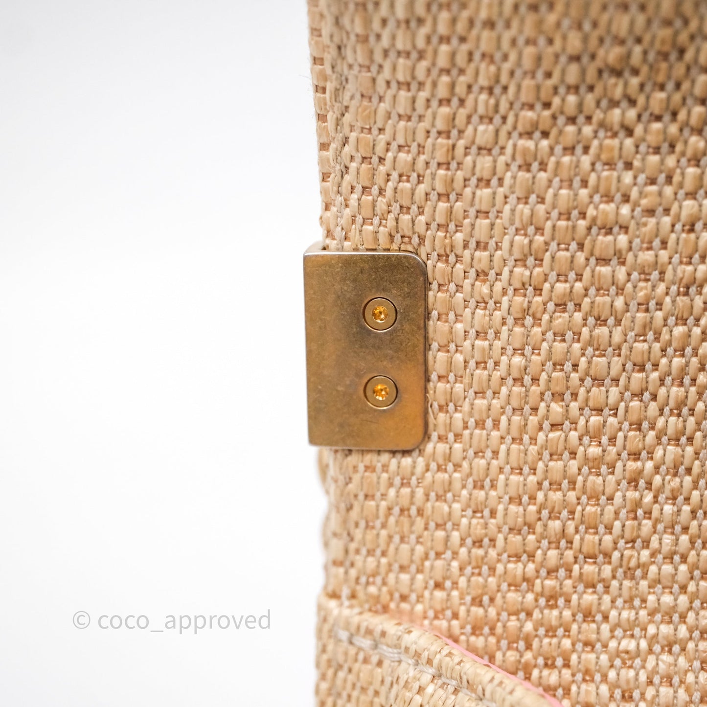 Chanel Small Boy Chevron Raffia Metallic Pink Aged Gold Hardware