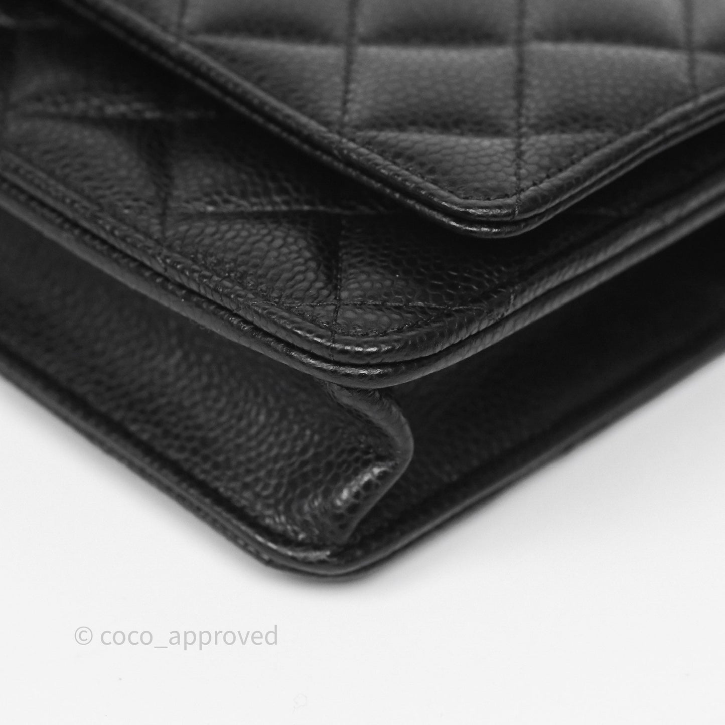 Chanel Classic Wallet On Chain WOC Quilted Black Caviar Silver Hardware