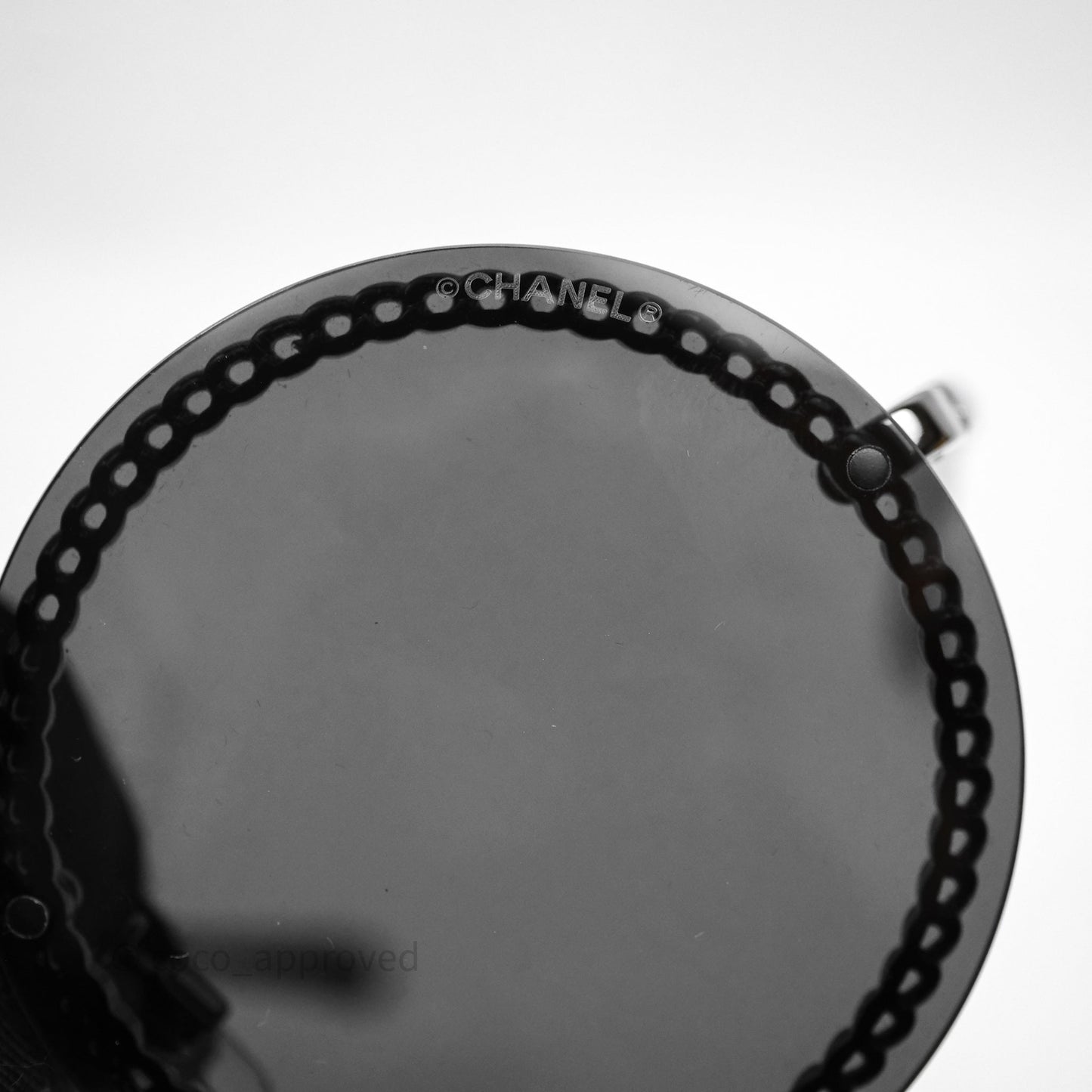 Chanel Round Sunglasses With Chain Black