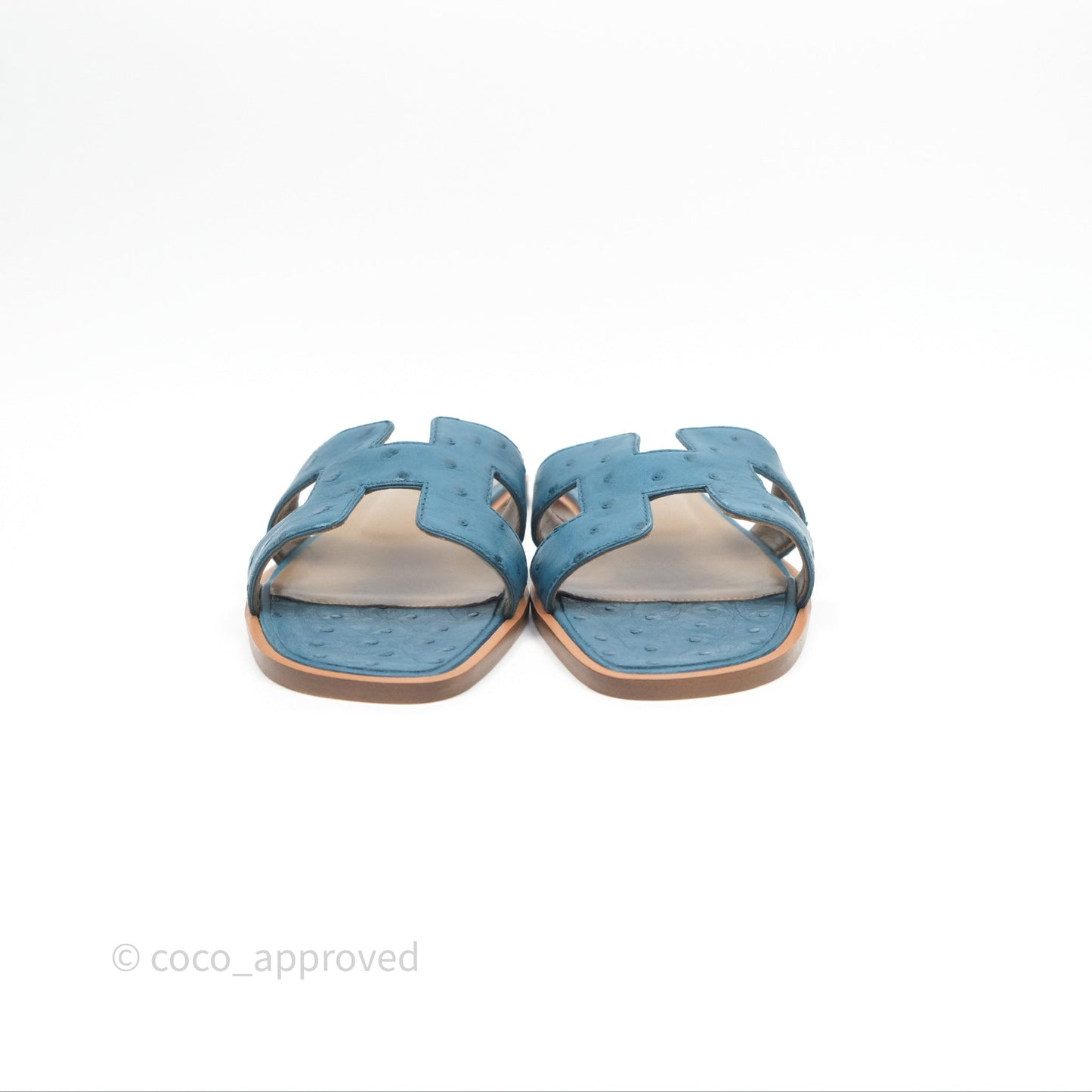 Hermès Oran Sandals in Blue Cobalt Ostrich Size 37