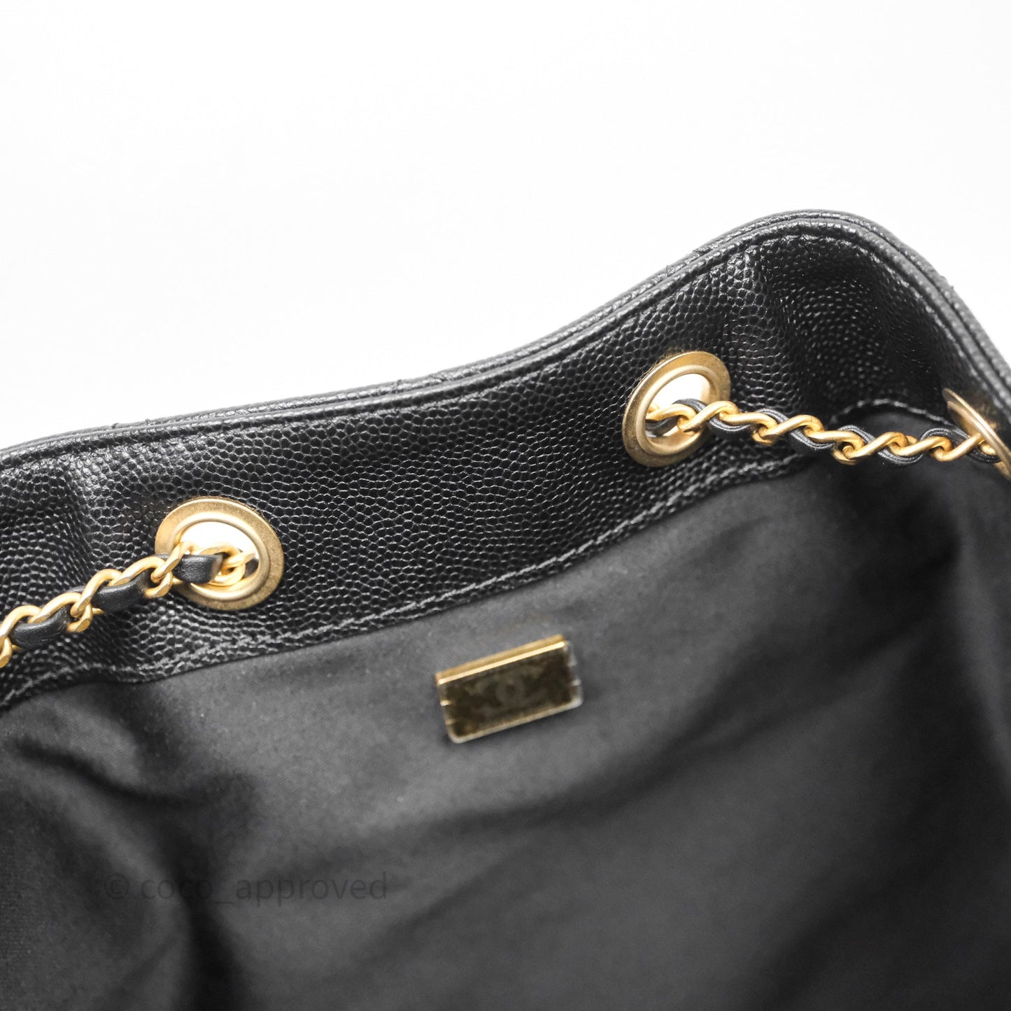 Chanel 25 Medium Black Caviar Aged Gold Hardware