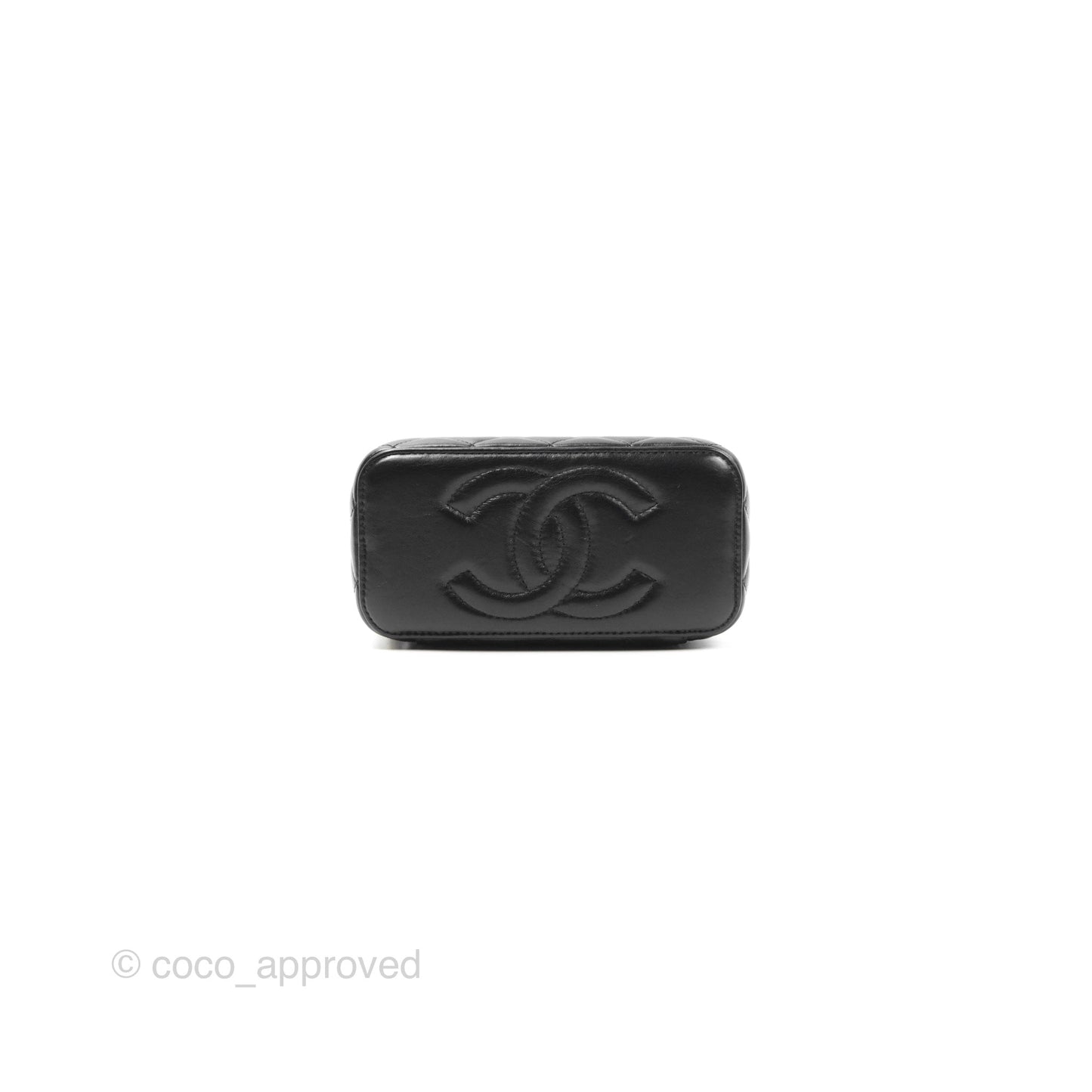 Chanel Vanity with Adjustable Chain Black Lambskin Aged Gold Hardware