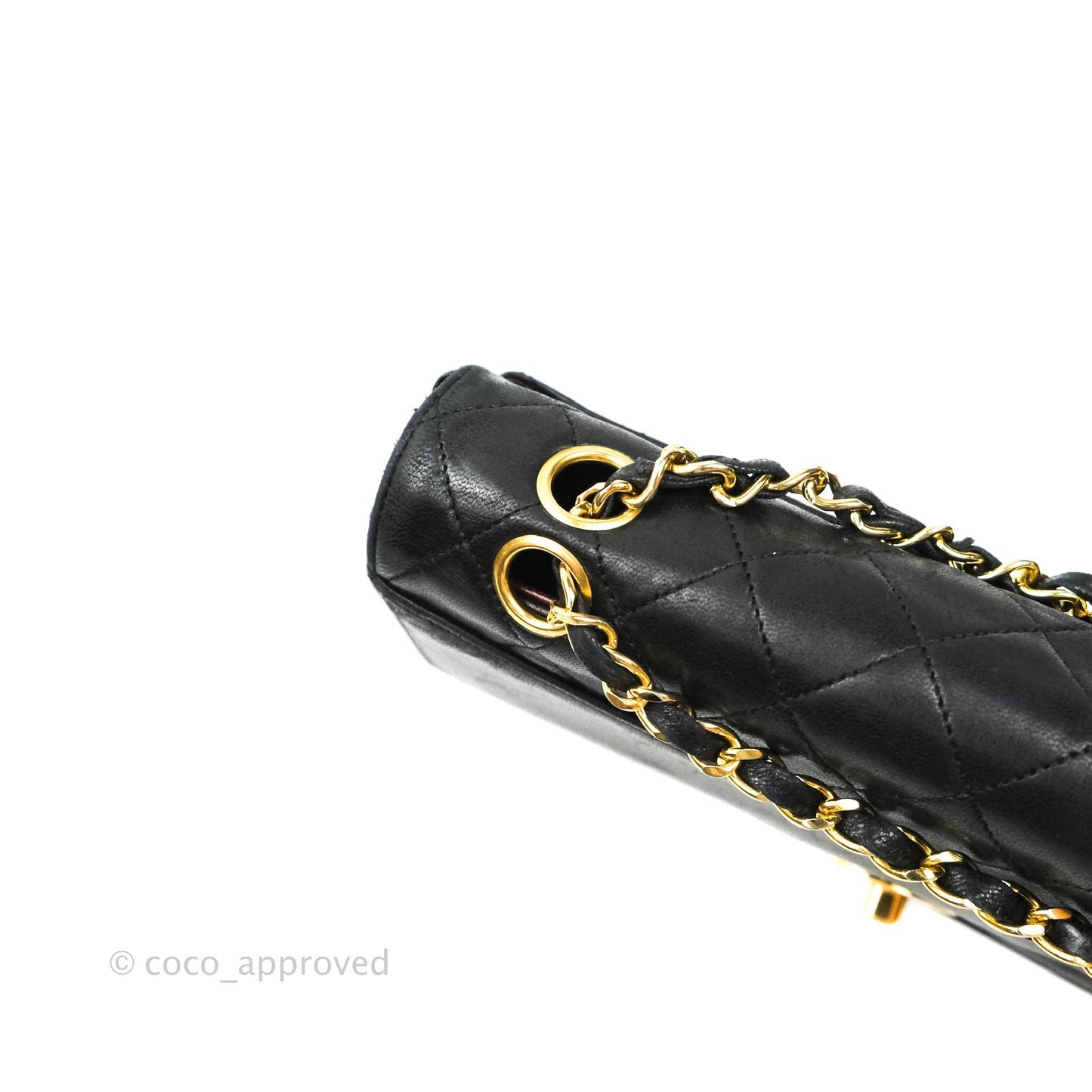 Chanel Vintage Flap Bag with Purse Pouch Black Lambskin 24K Gold Hardware
