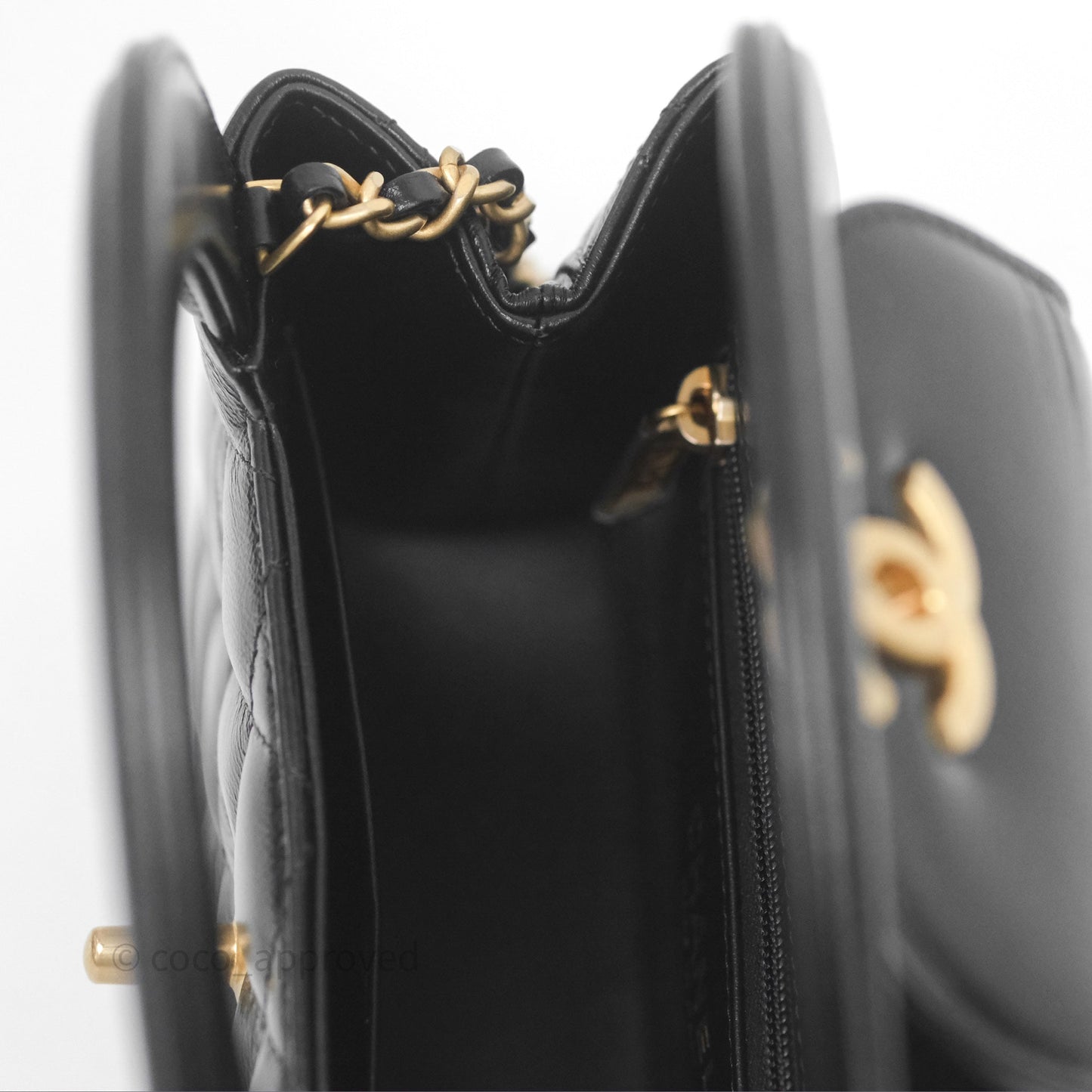 Chanel Kelly Bag Quilted Black Shiny Crumpled Calfskin Aged Gold Hardware