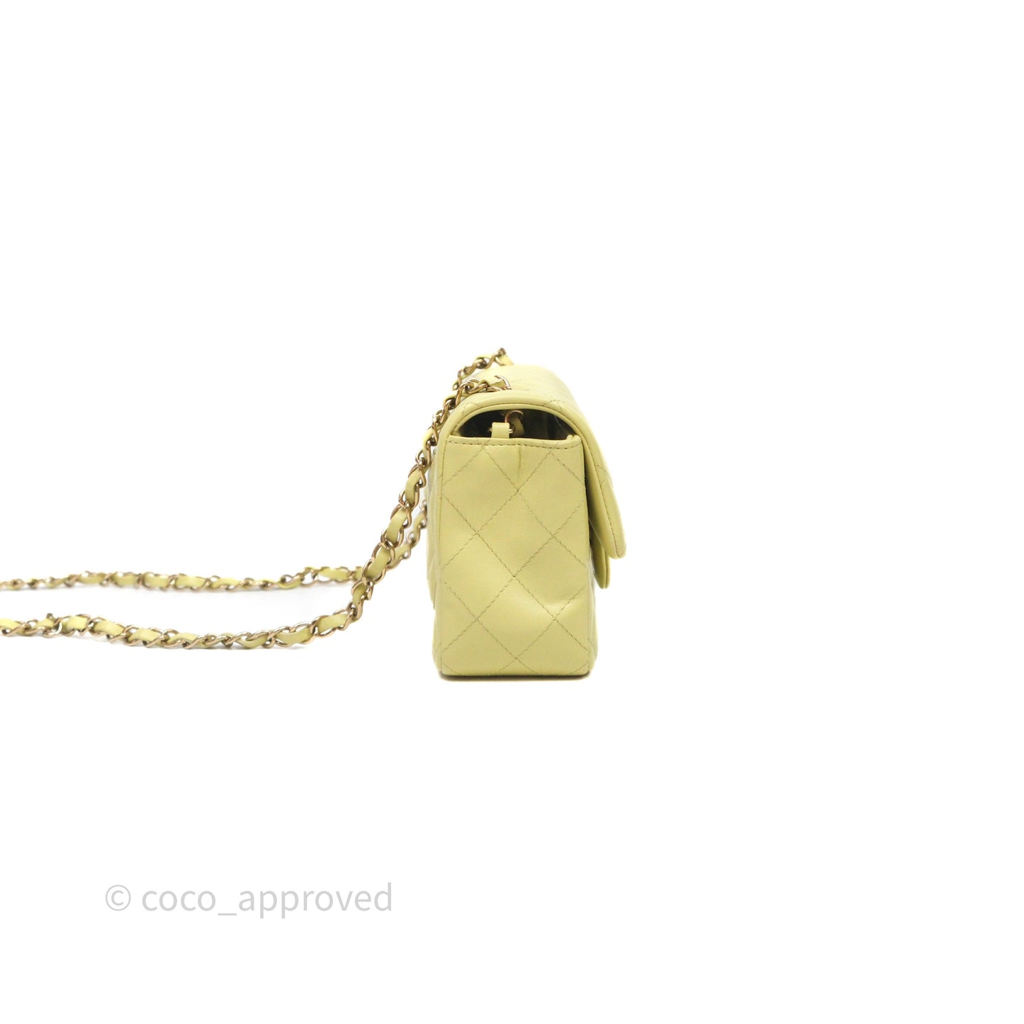 Chanel Mini Rectangular Flap Quilted Green Lambskin Gold Hardware