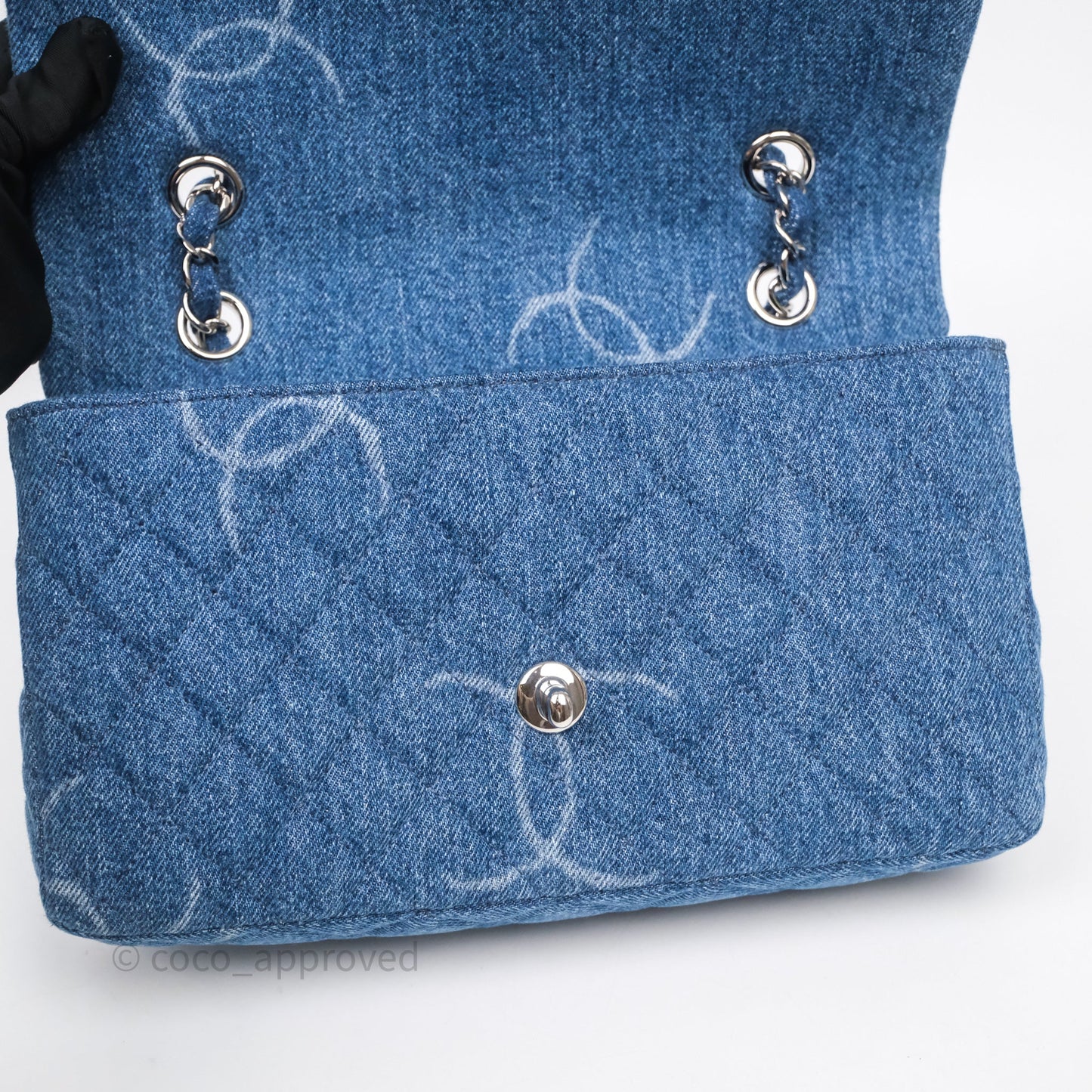 Chanel CC Denim Single Flap Bag Silver Hardware