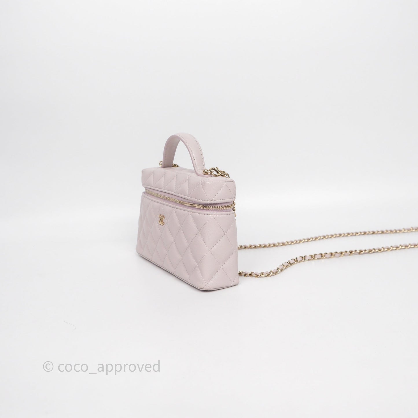 Chanel Top Handle Long Vanity with Chain Lilac Caviar Gold Hardware