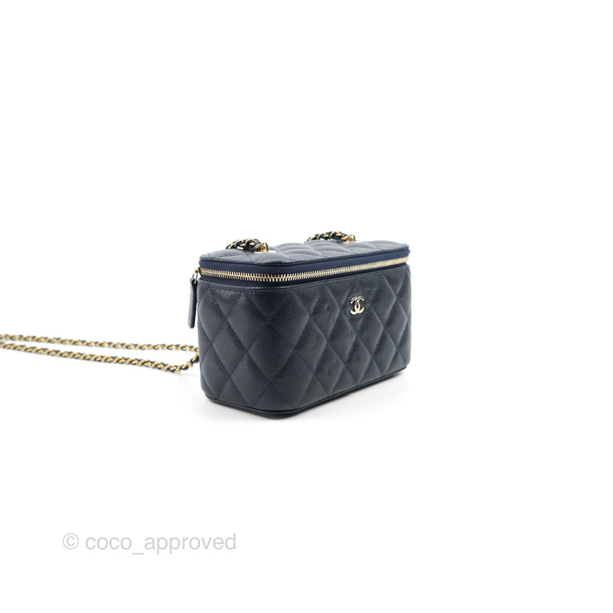 Chanel Vanity with Chain Navy Caviar Gold Hardware