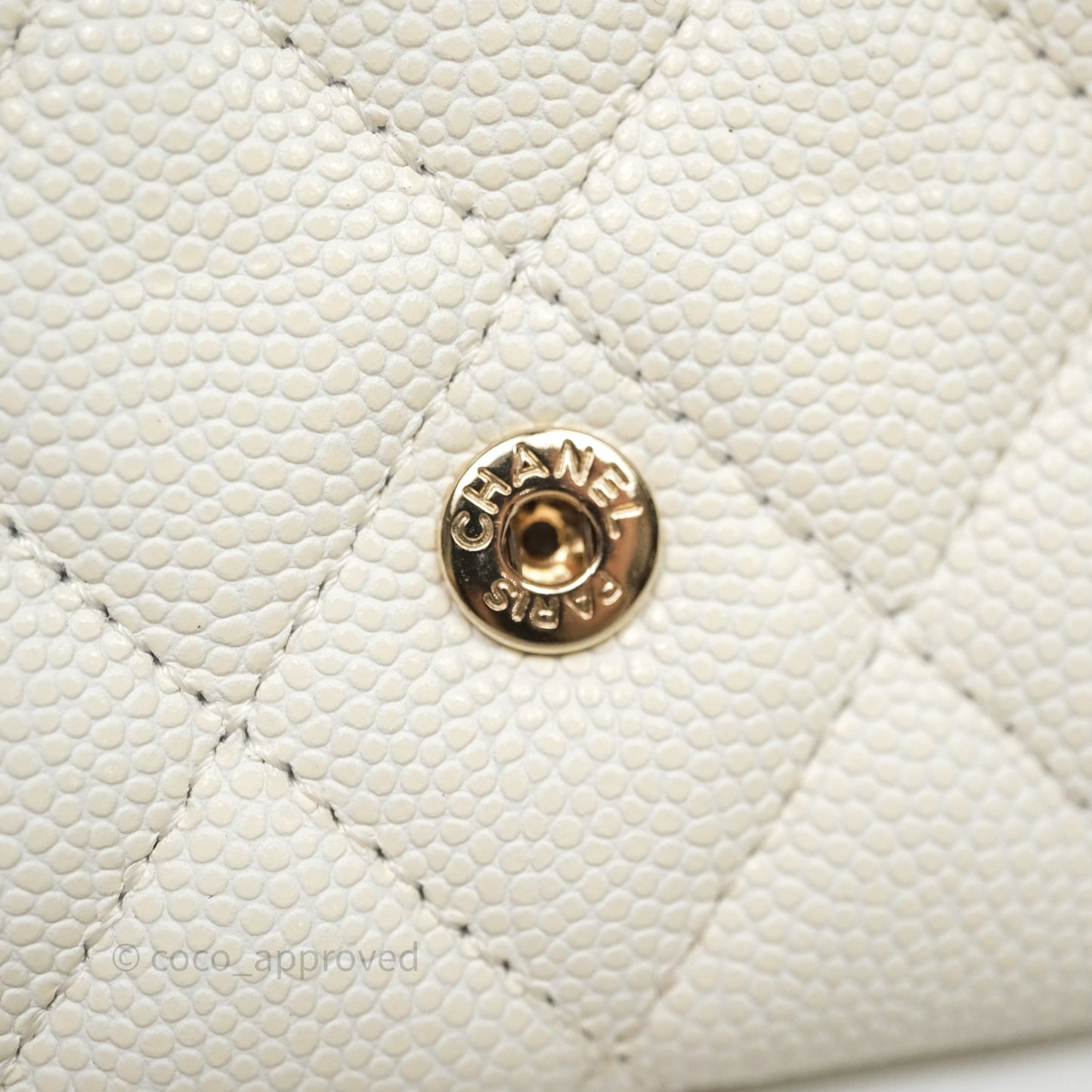 Chanel Quilted Classic Flap Card Holder White Caviar Gold Hardware