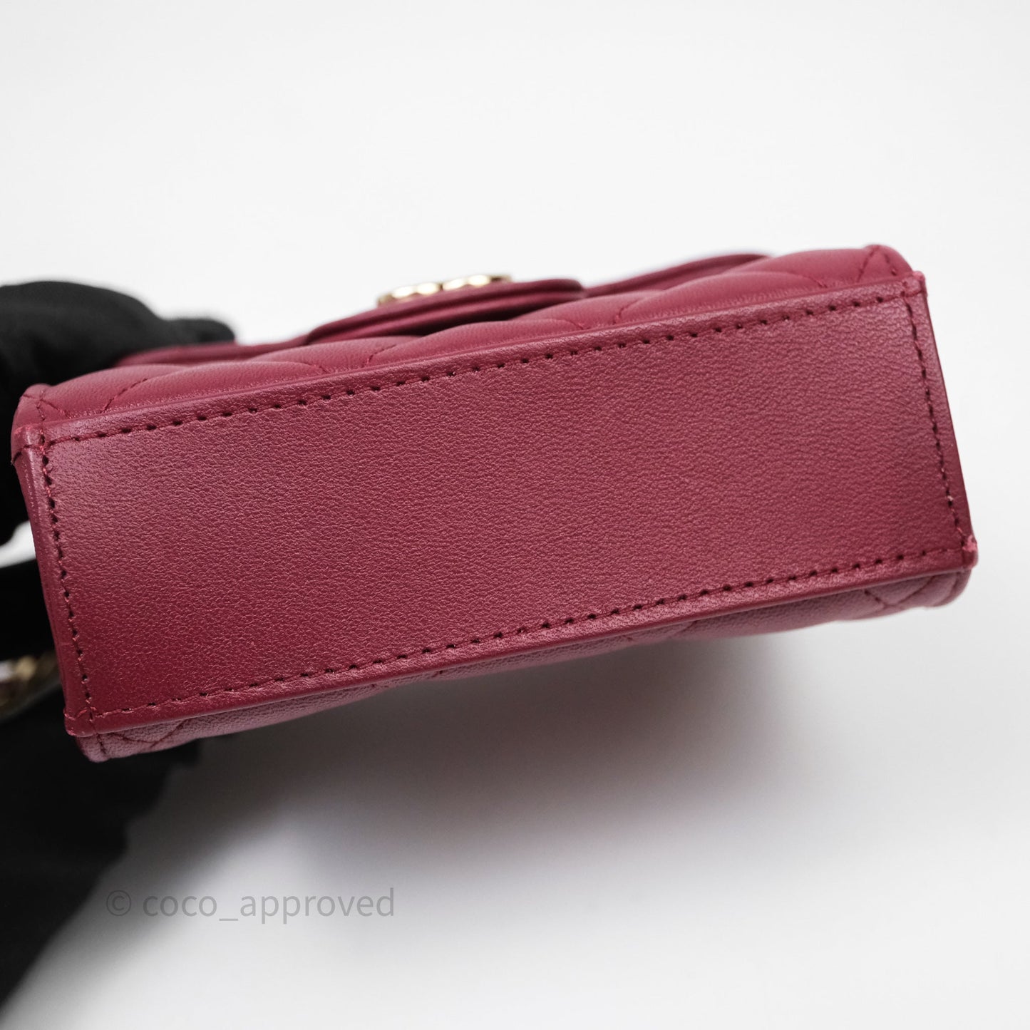 Chanel Mini Top Handle Flap Bag Red Lambskin Gold Hardware