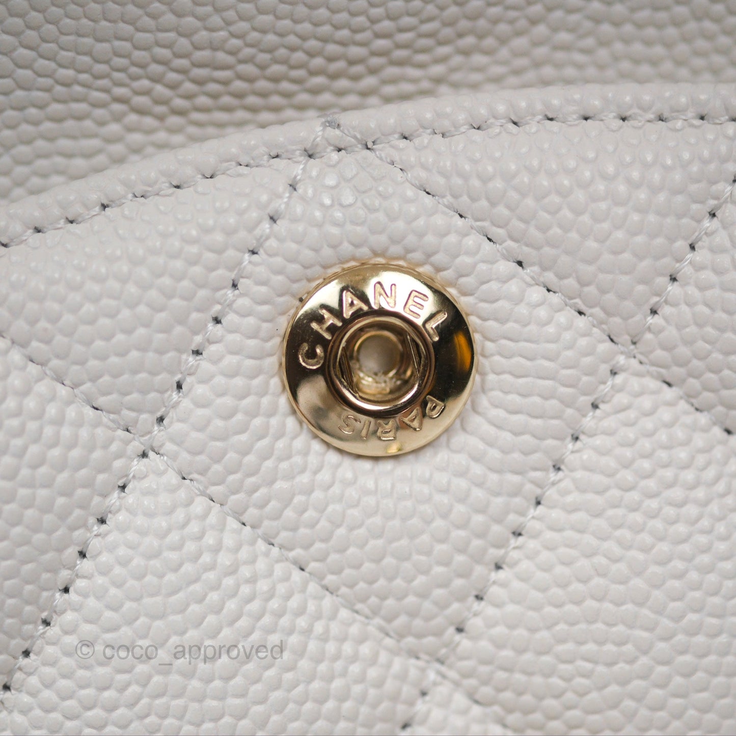 Chanel Small Classic Quilted Flap White Caviar Gold Hardware