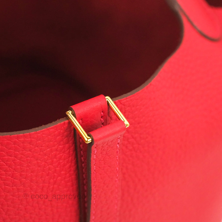 Hermès Picotin 22 Red Rouge Clemence Gold Hardware