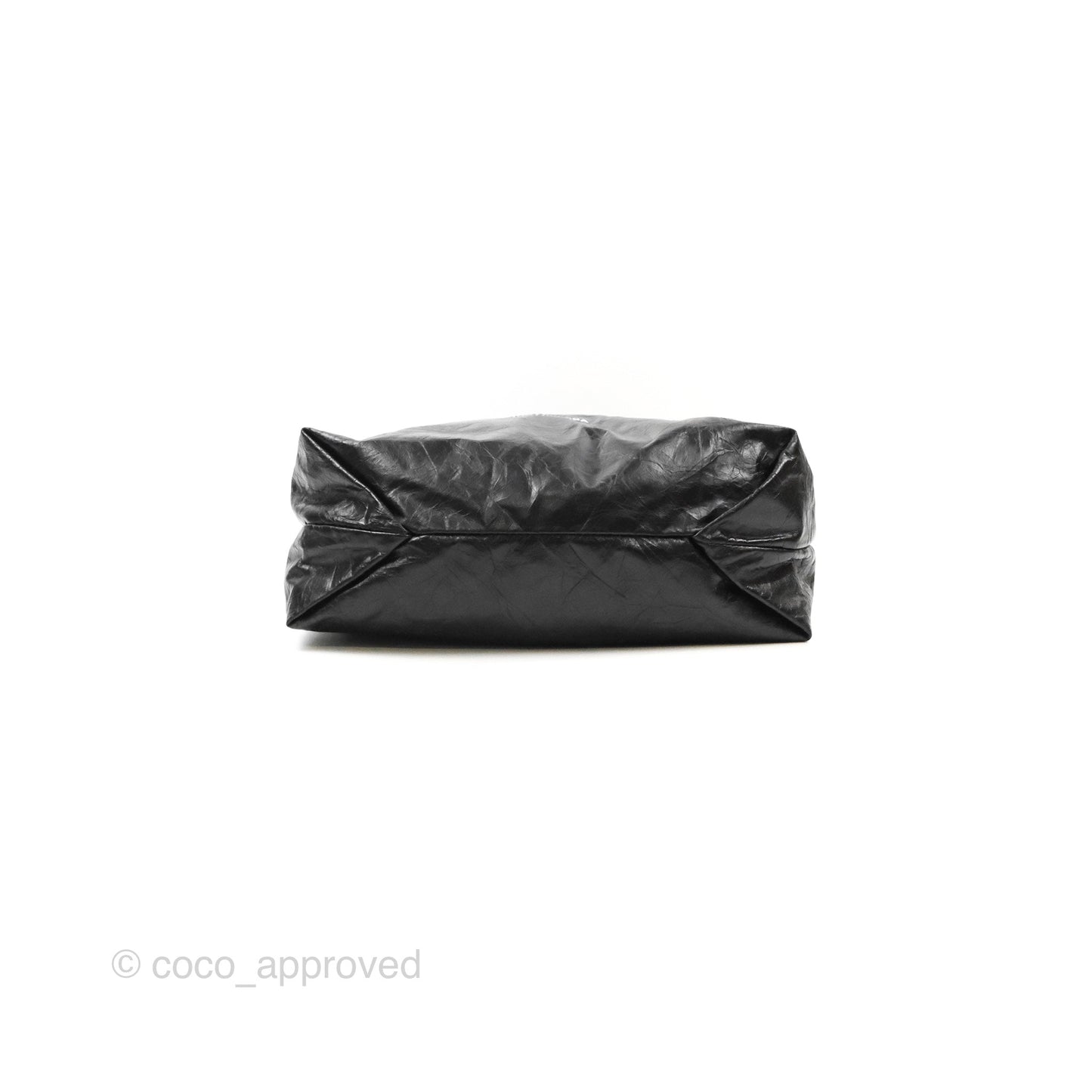 Balenciaga Small Crush Tote Bag Black Calfskin Aged Gold Hardware