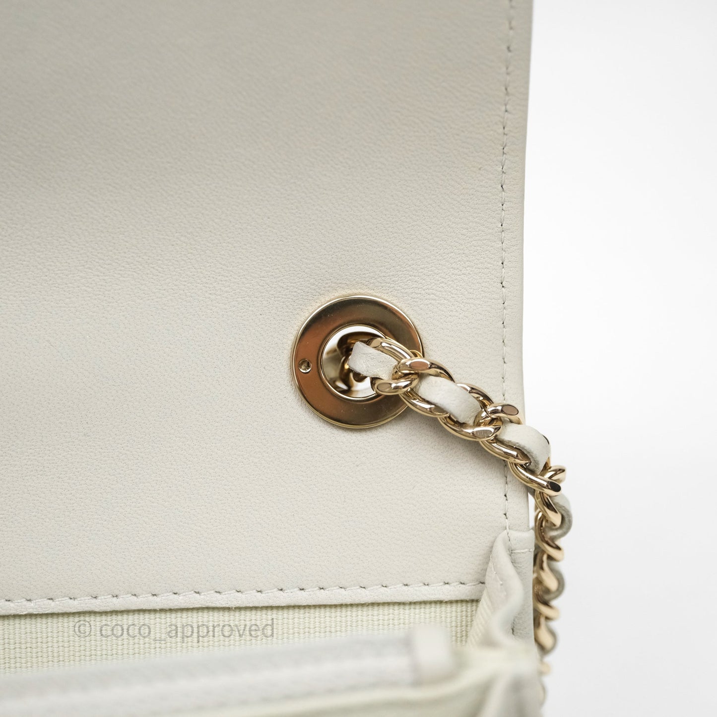 Chanel Trendy CC Wallet On Chain WOC Light Grey Lambskin Gold Hardware N
