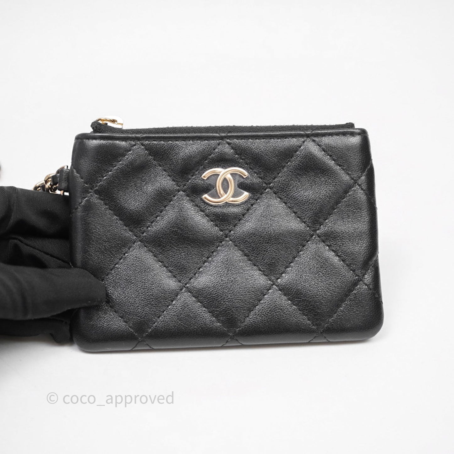 Chanel Mesh Clutch With Chain Black Shiny Lambskin Gold Hardware