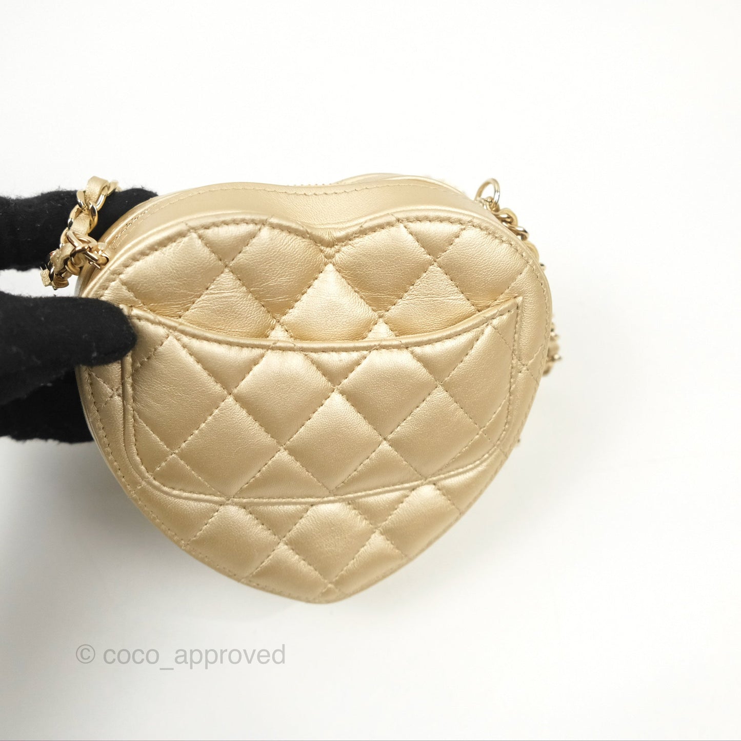 Chanel Small Heart Bag Iridescent Gold Lambskin Gold Hardware 22S
