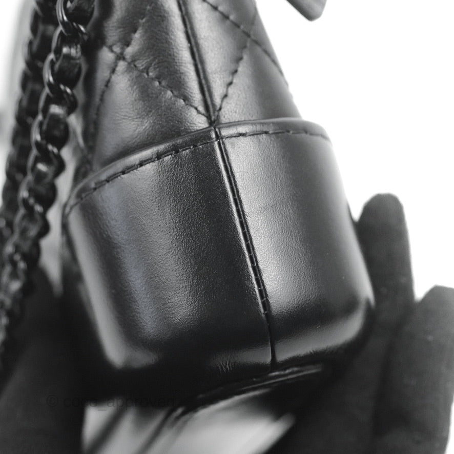 Chanel Gabrielle Clutch With Chain Aged Calfskin So Black