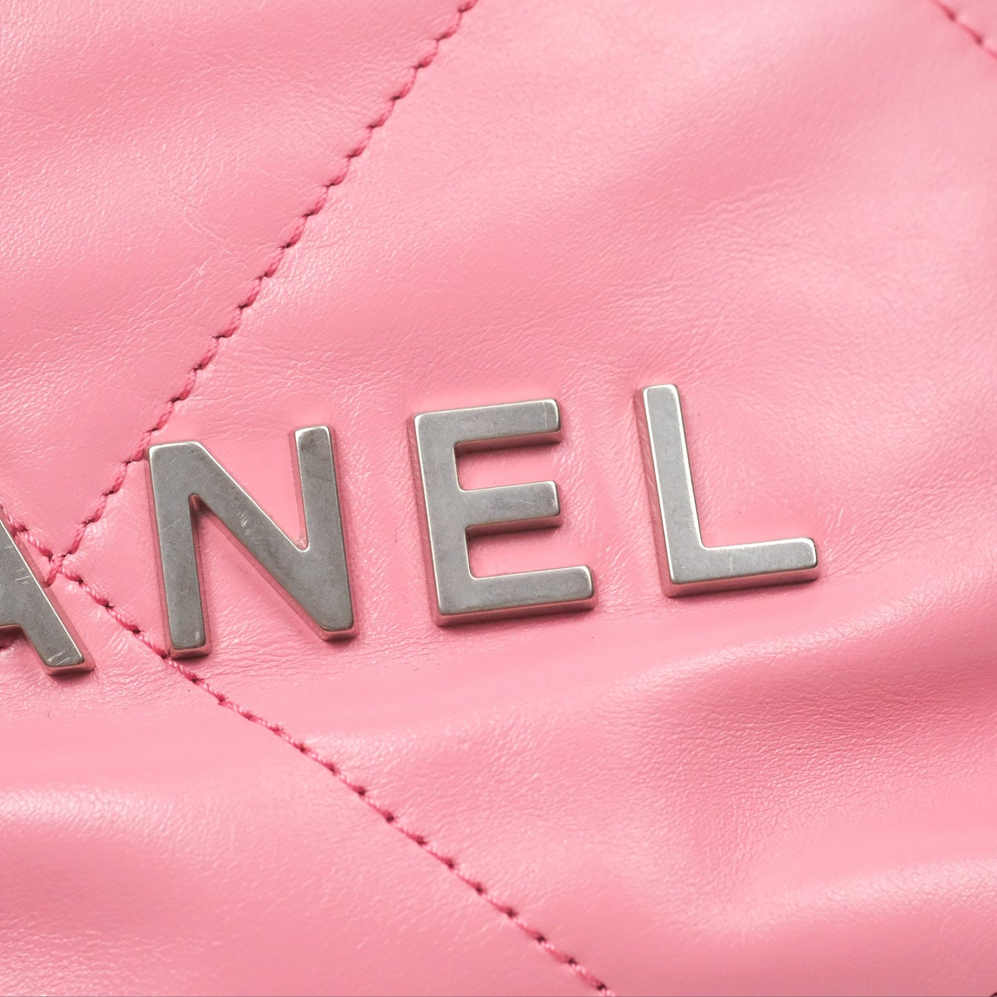 Chanel 22 Mini Bag Pink Crumpled Calfskin Aged Silver Hardware