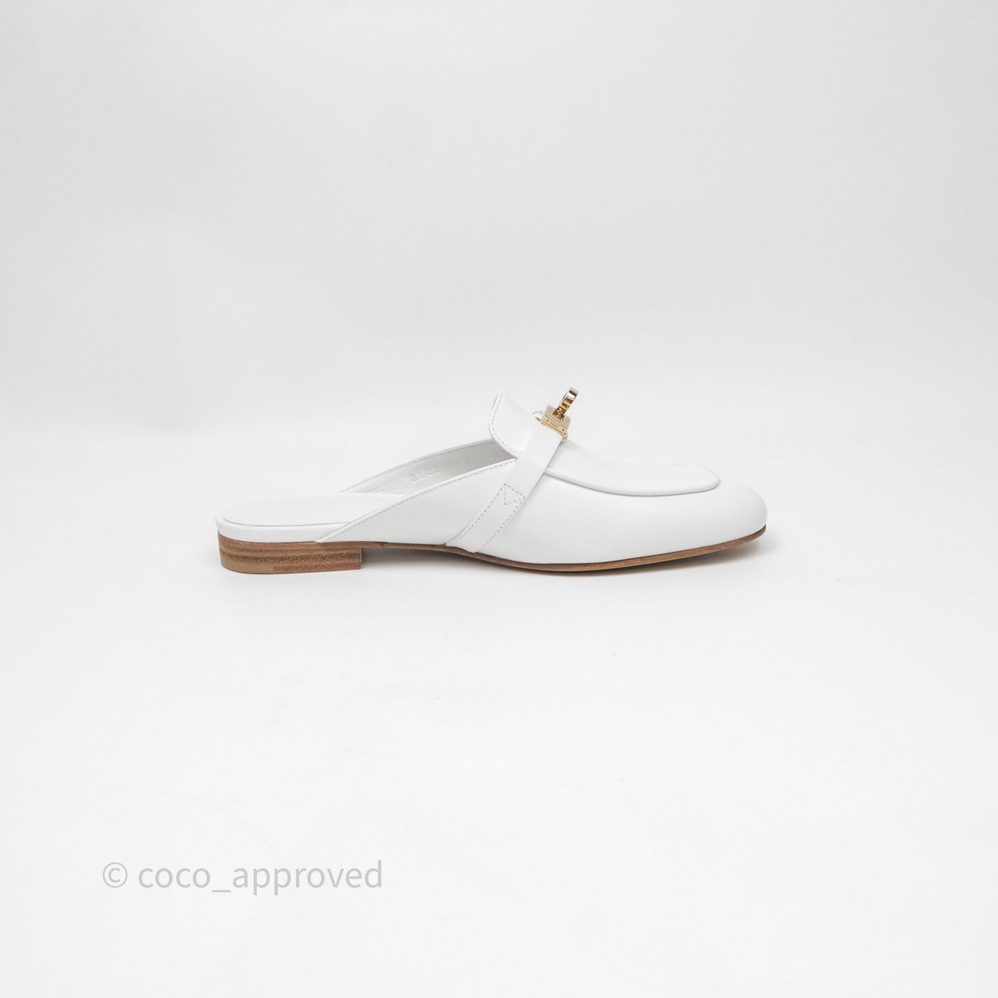 Hermès Oz Velvet Mules White Calfskin Gold Hardware Size 36.5
