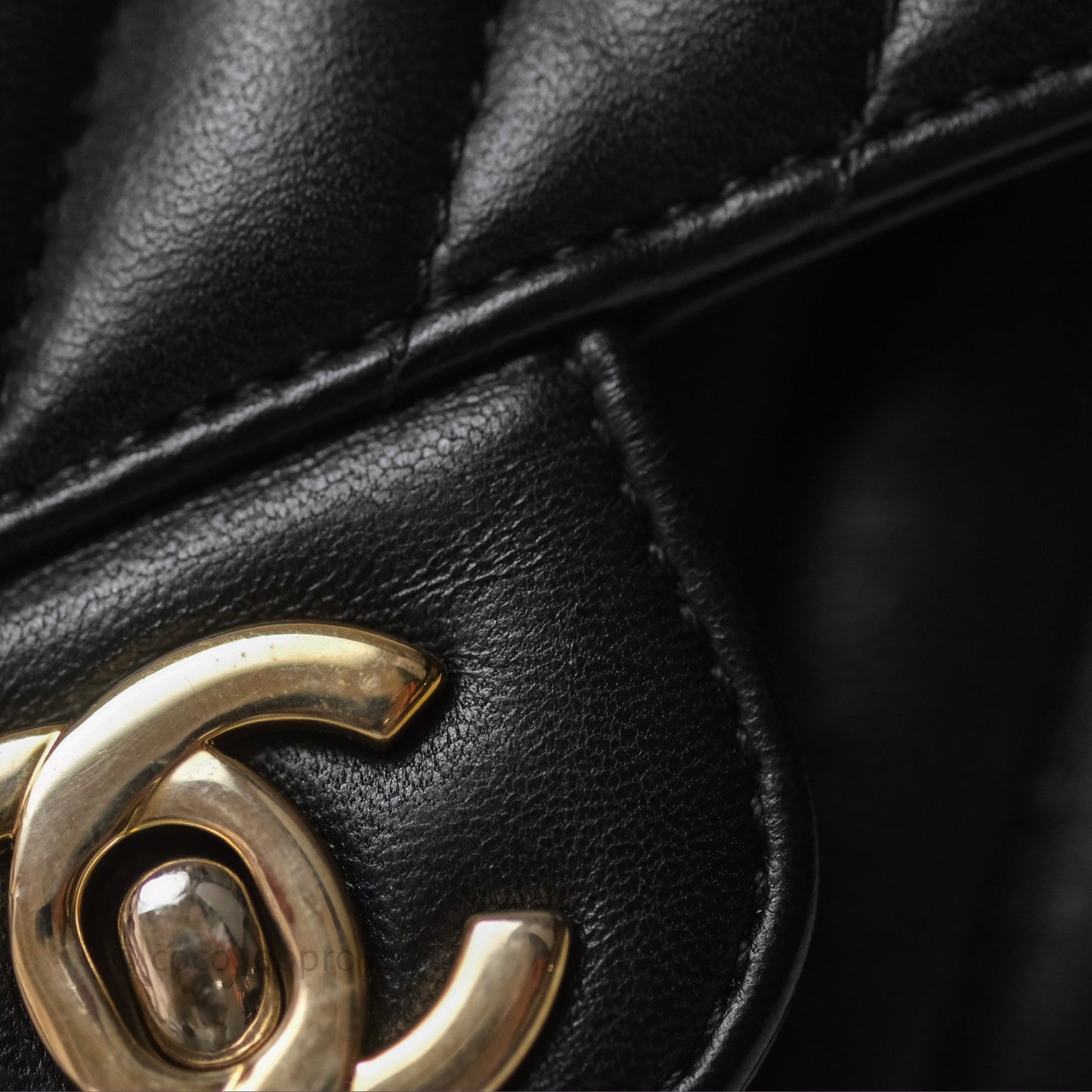Chanel Mini Rectangular Chevron Black Lambskin Gold Hardware