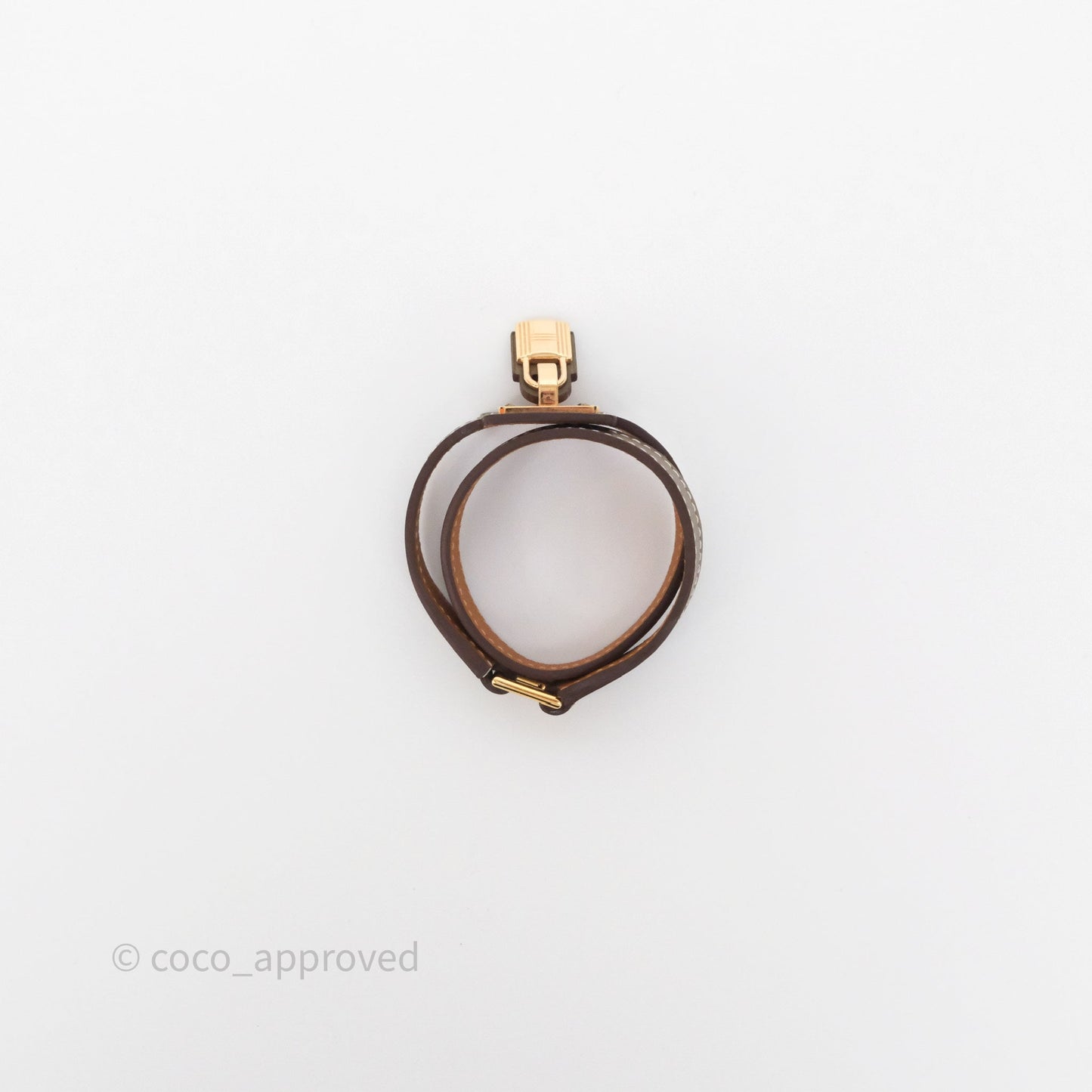 Hermès O'Kelly Double Tour Bracelet Etoupe 18 Swift Rose Gold Hardware