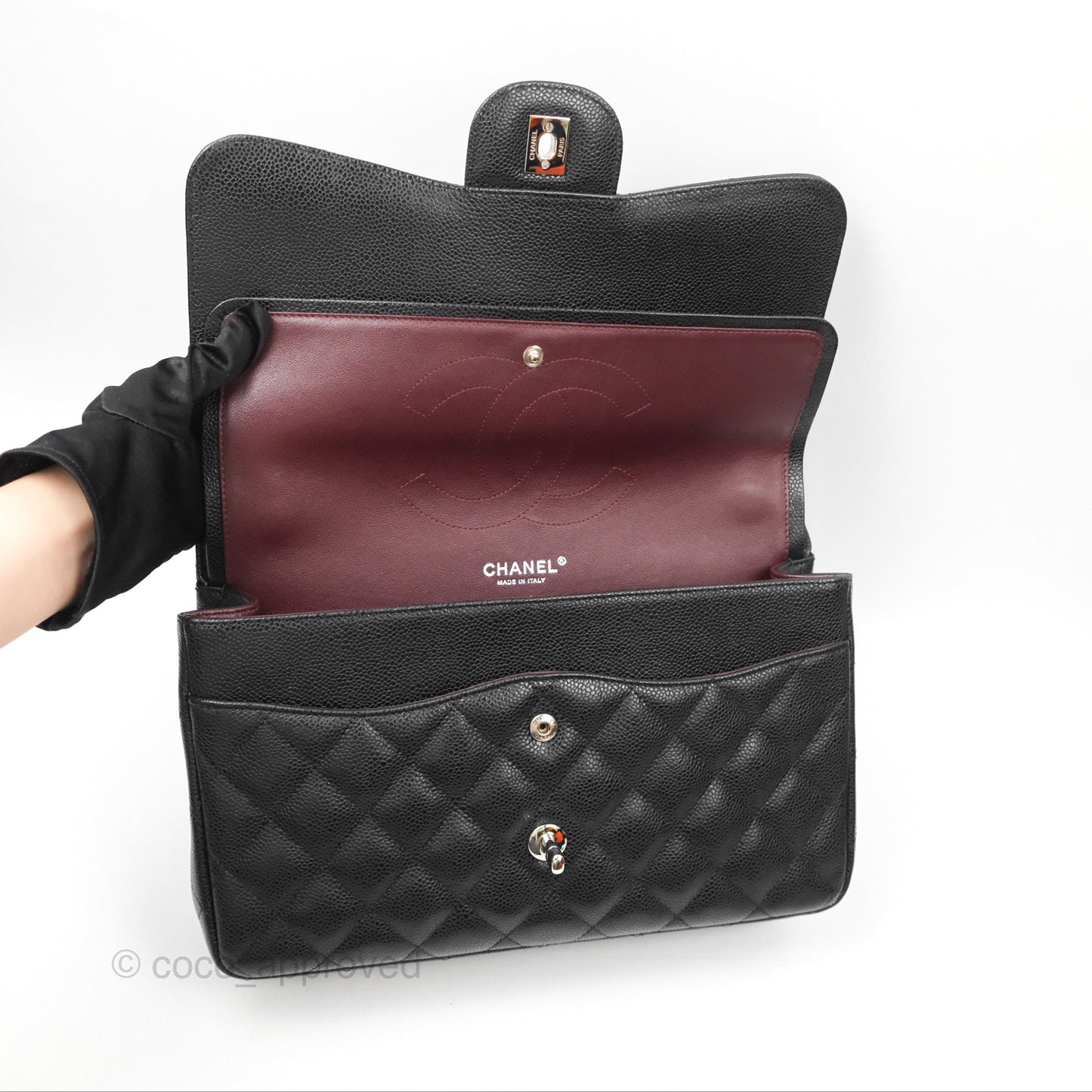 Chanel Jumbo Double Flap Black Caviar Silver Hardware⁣⁣
