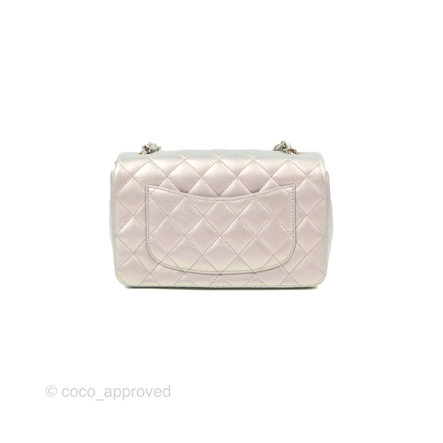 Chanel Quilted Mini Rectangular Iridescent Lilac Calfskin Silver Hardware