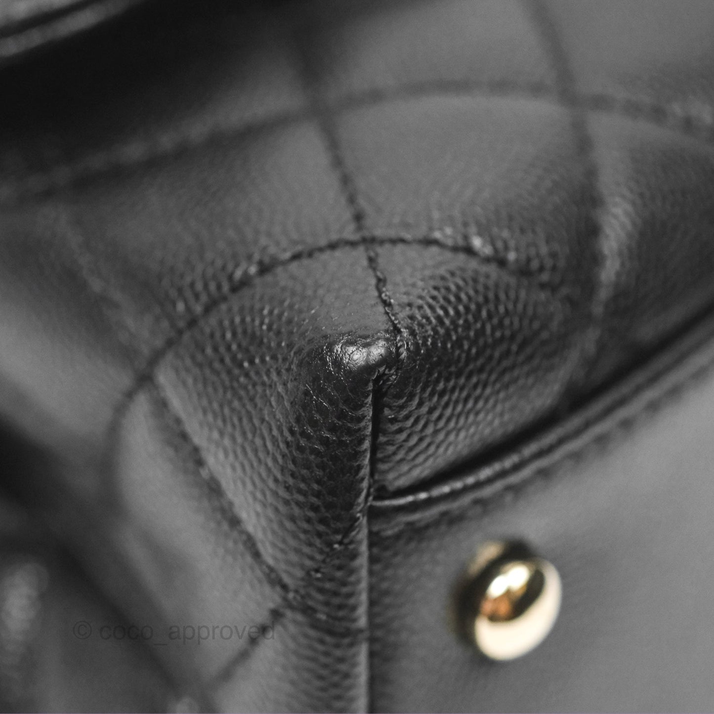 Chanel Small Coco Handle Quilted Black Caviar Gold Hardware