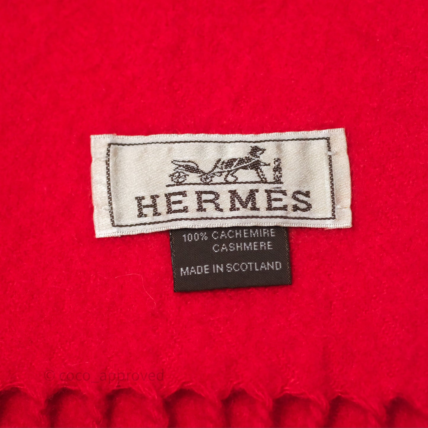 Hermès Cashmere Fringe Muffler Scarf Red