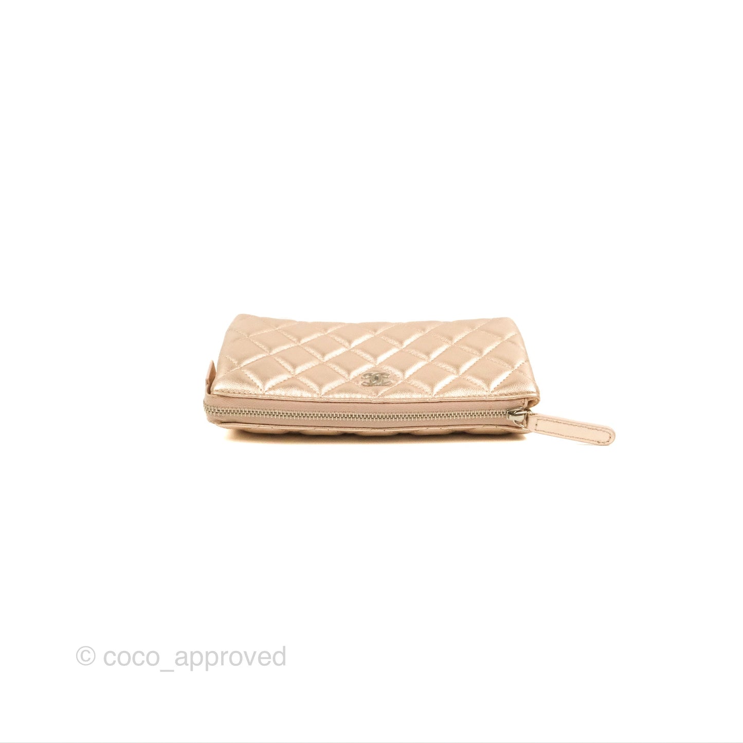Chanel Toiletry Pouch Metallic Rose Gold Lambskin Silver Hardware