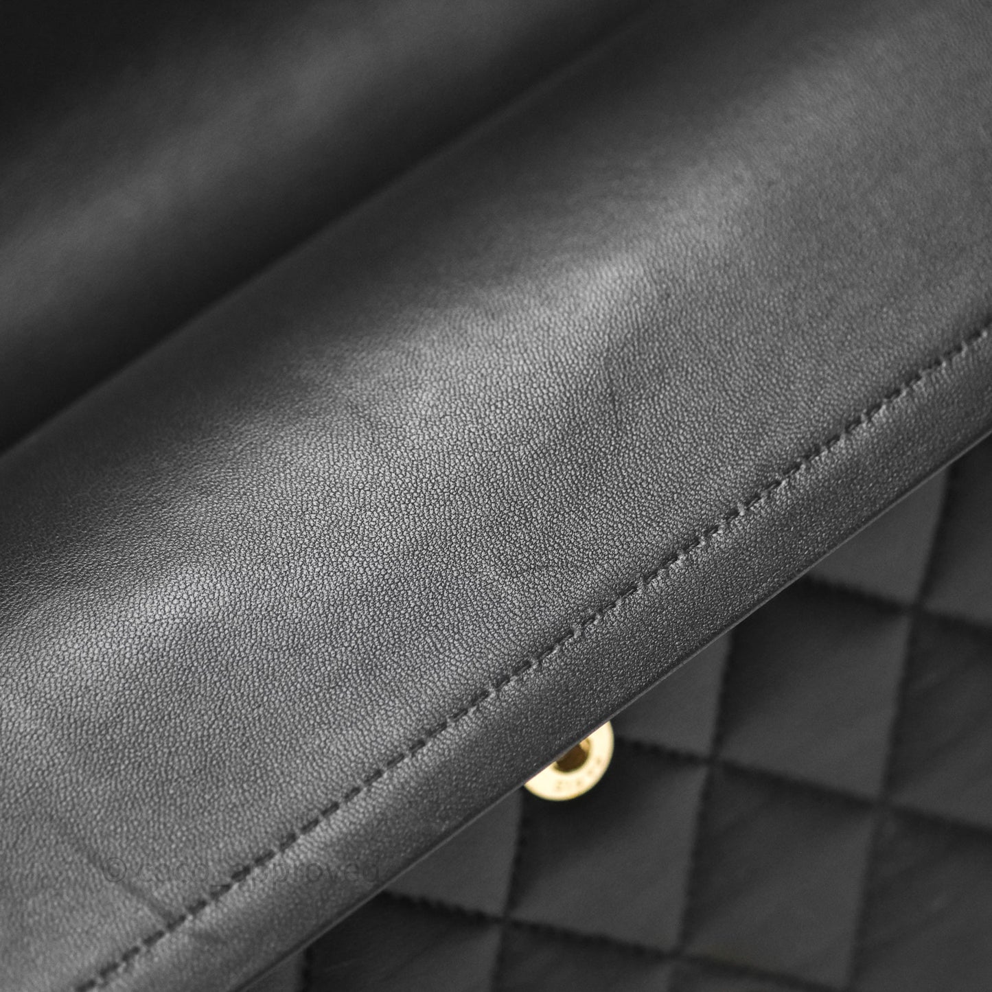 Chanel Classic M/L Medium Flap Quilted Black Lambskin Gold Hardware