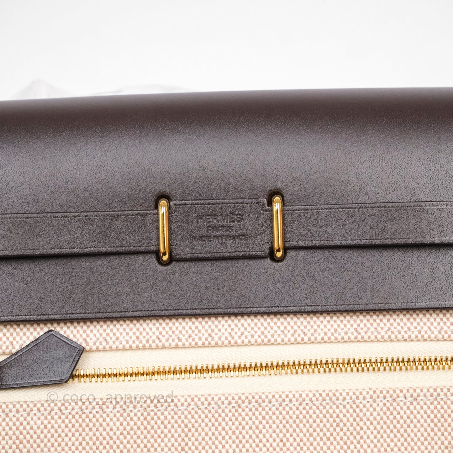 Hermès Herbag Zip 20 Mini Ecru Beige 14/ Ebene 46 Canvas Gold Hardware